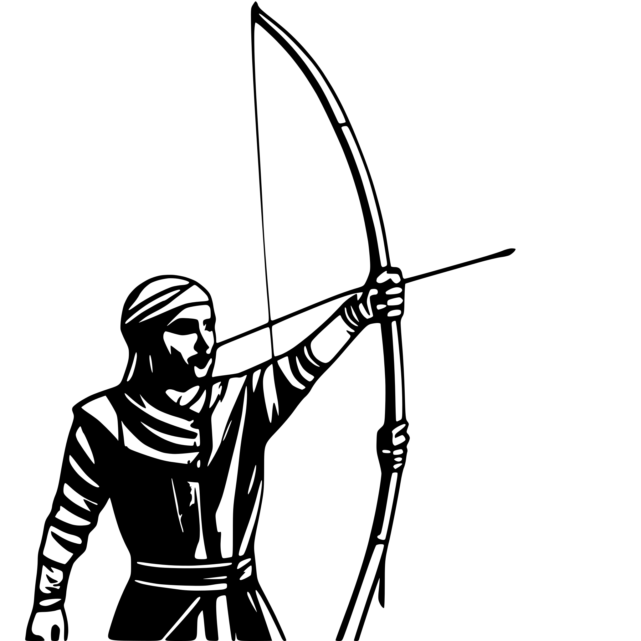 AI-generated SVG of a a Persian ancient man, an archer, with a bow