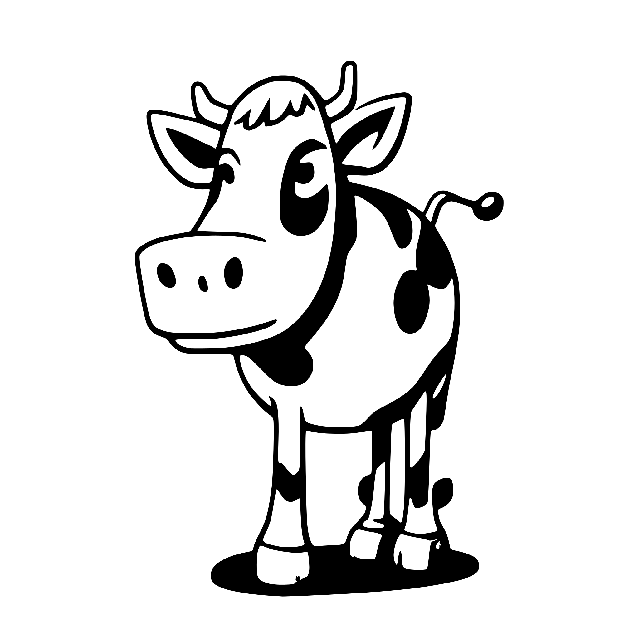 AI-generated SVG of a Generate a cow with black and white spots. The perspective should be from the side