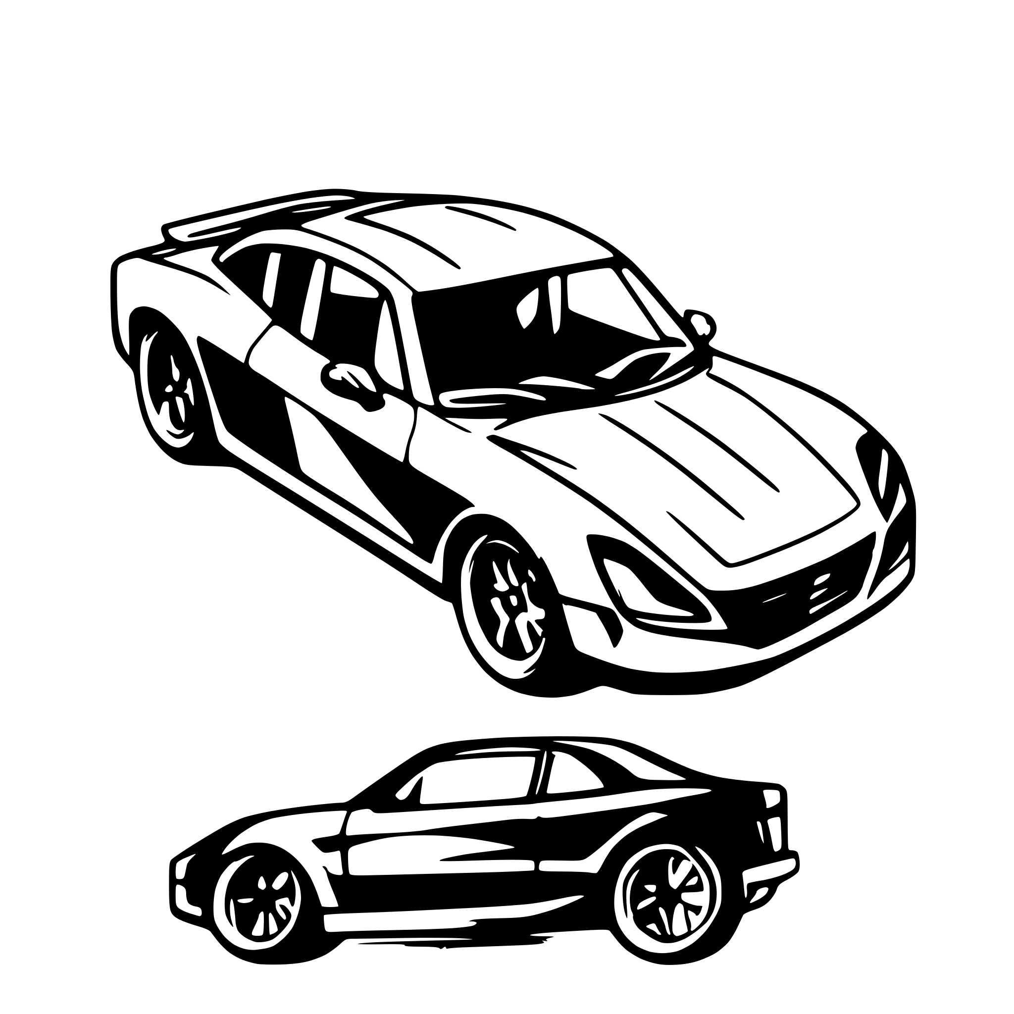 AI-generated SVG of a Create a sports red car. Proper side view from straight view.