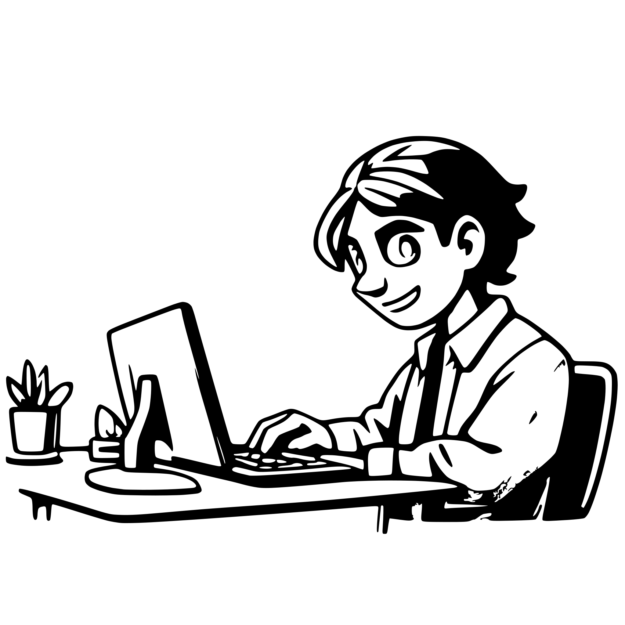 AI-generated SVG of a guy working and typing on computer