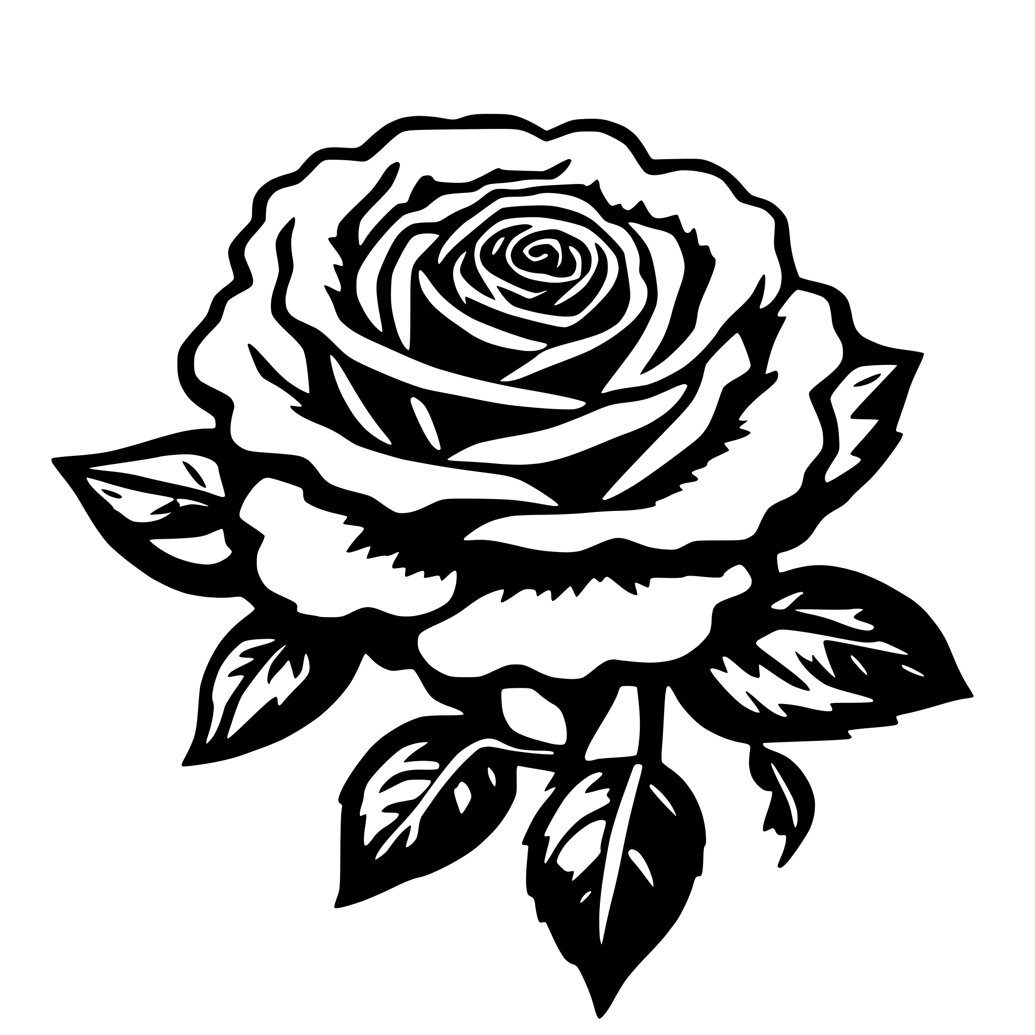 AI-generated SVG of 'rose with baroque ornament'