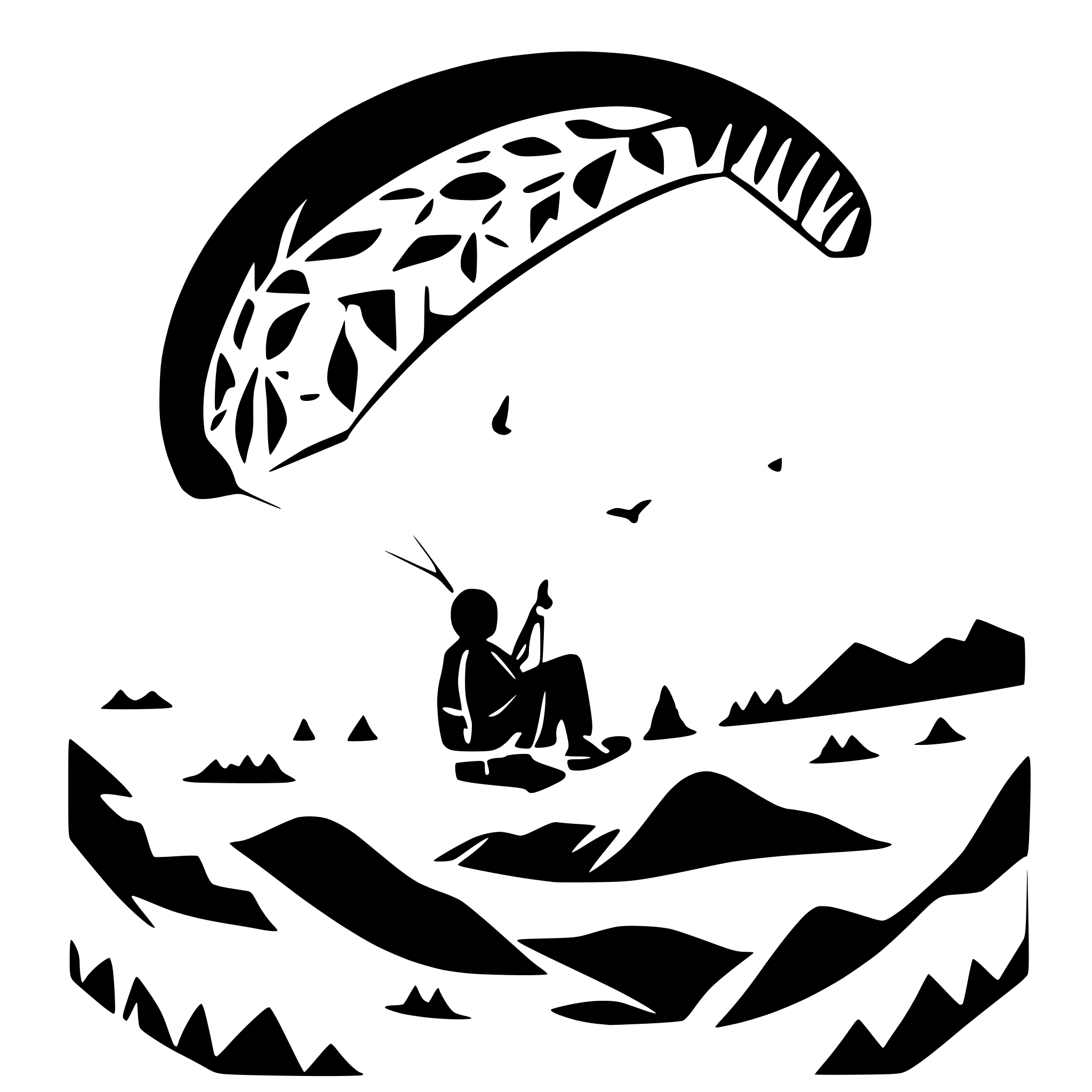 AI-generated SVG of a paragliding; one man