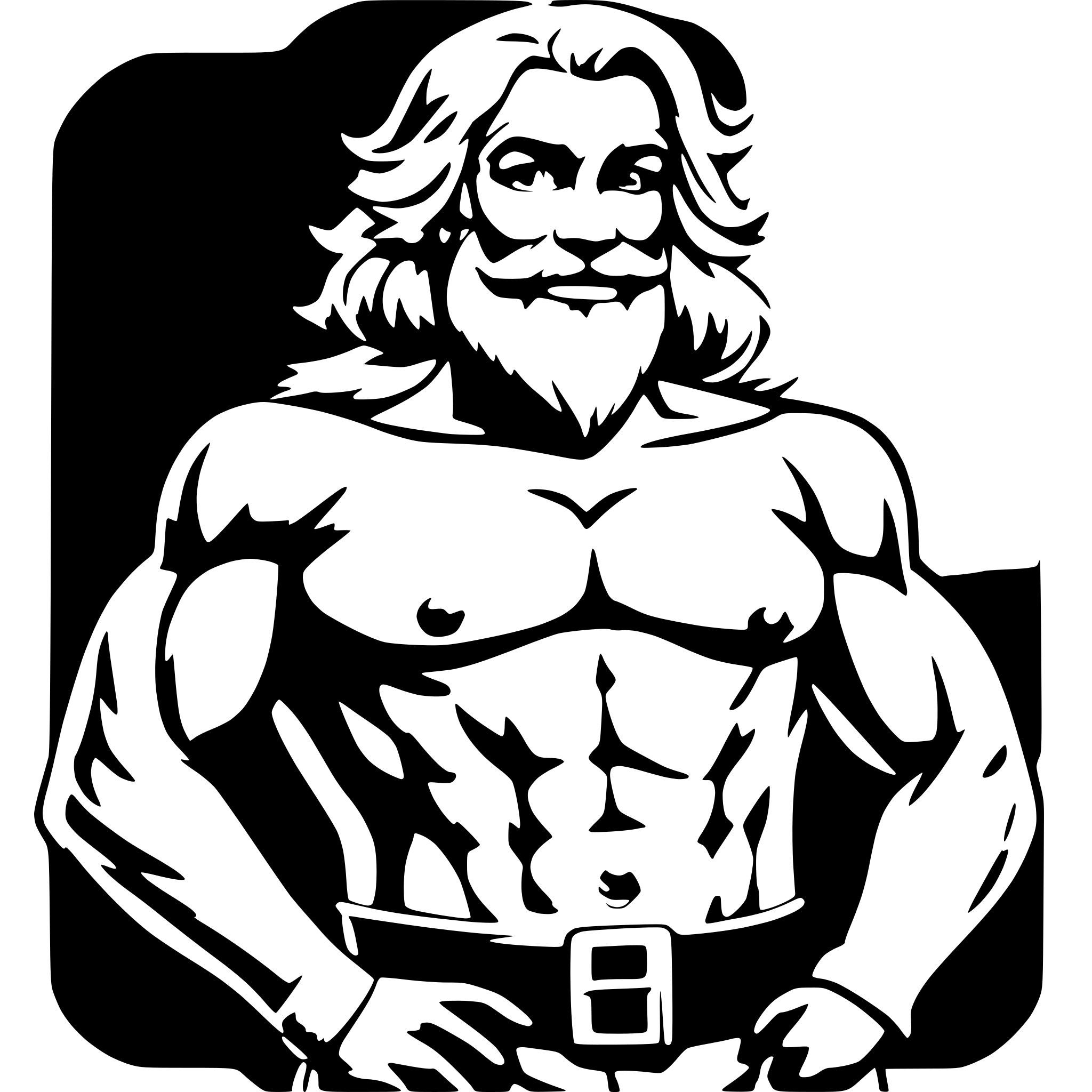 AI-generated SVG of a Sexy Santa Claus with a sexy belly and muscular upper body, strong arms.
