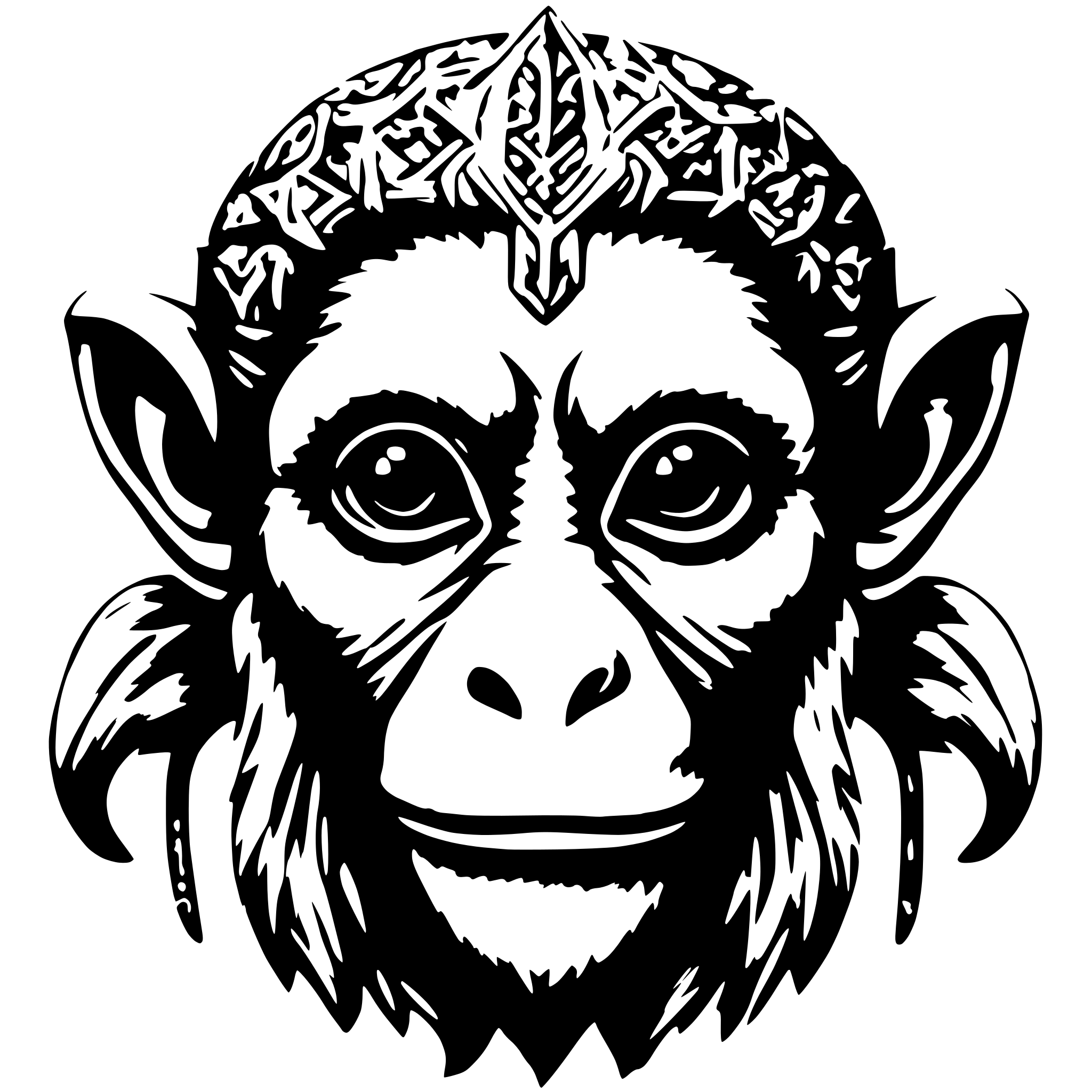 AI-generated SVG of a a baby monkey with devil's horns in frontal view AI-generated SVG of a a baby monkey with devil's horns in frontal view