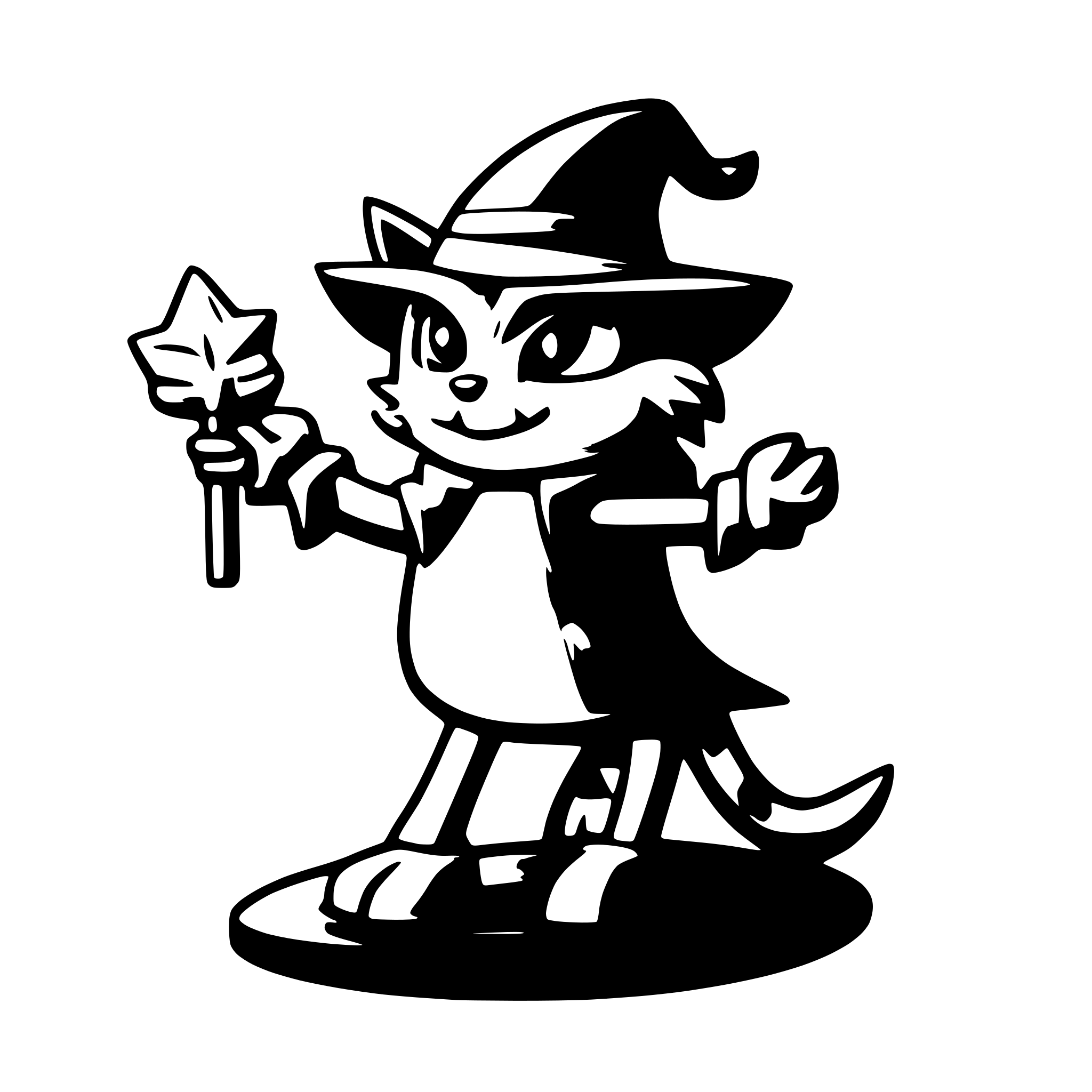 AI-generated SVG of a cat wizard on horse casting spell