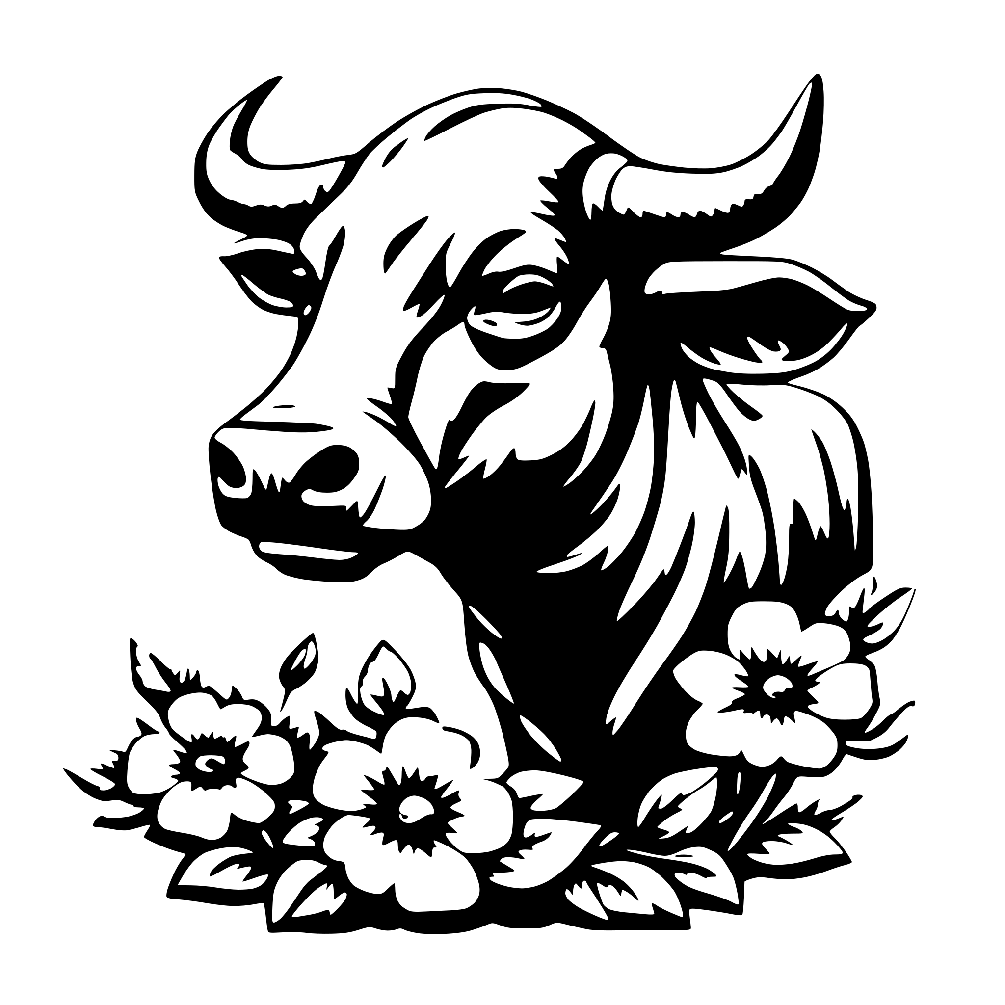 AI-generated SVG of 'flowers art wit bull'