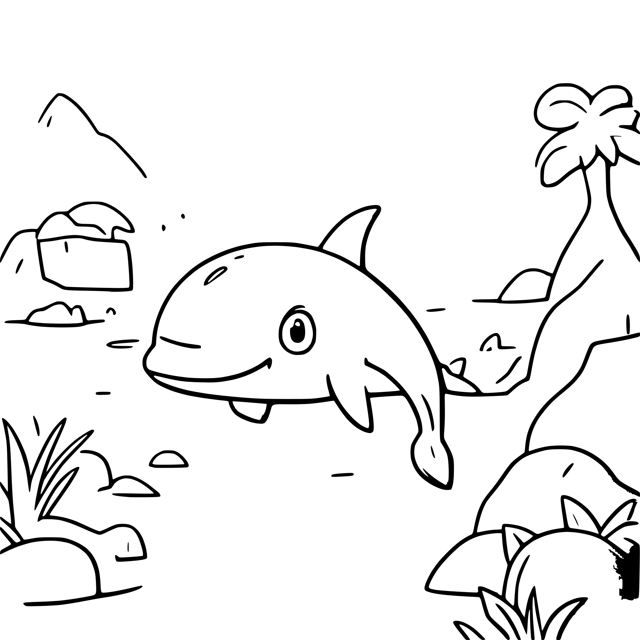 AI-generated SVG of a Dolphin Bay - a background image for a kid's math adventure game