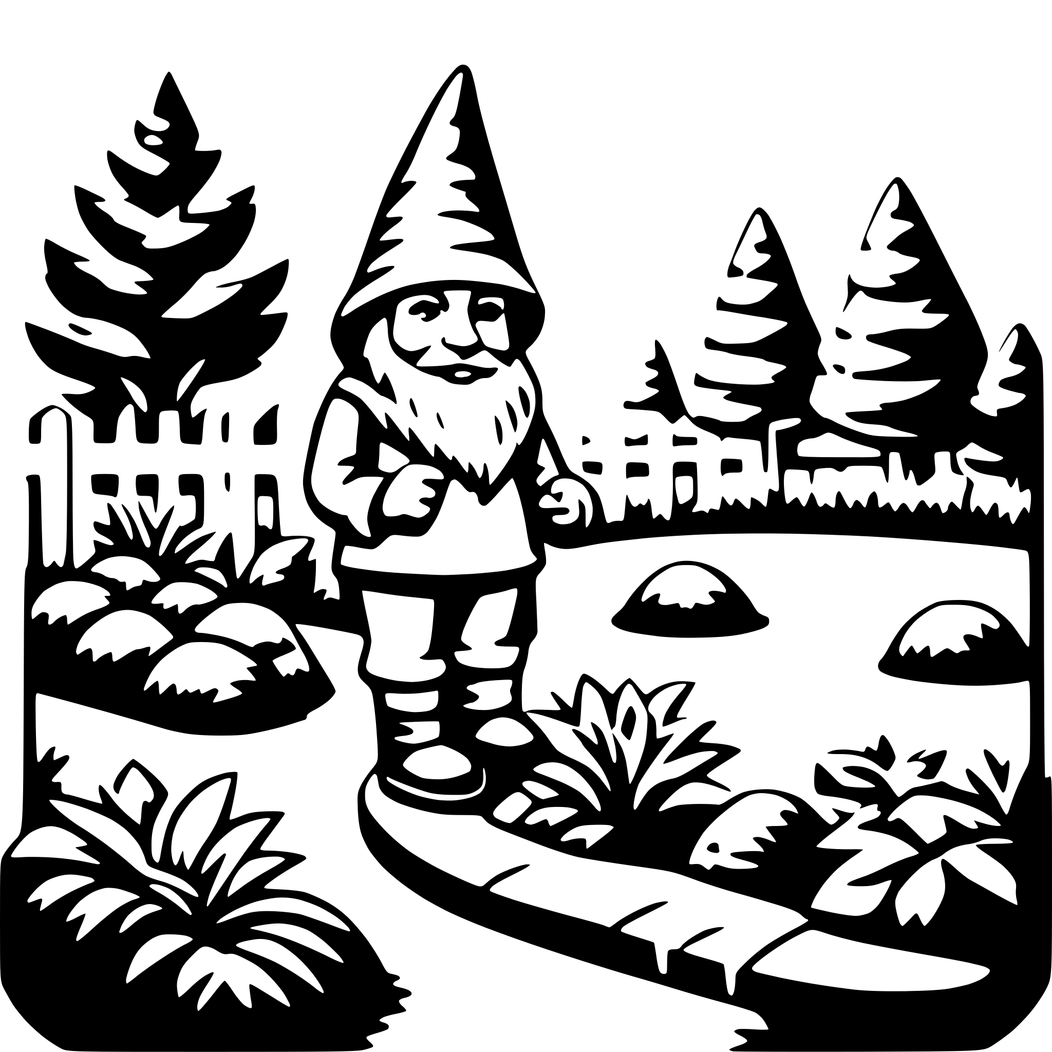 AI-generated SVG of a garden with gnome