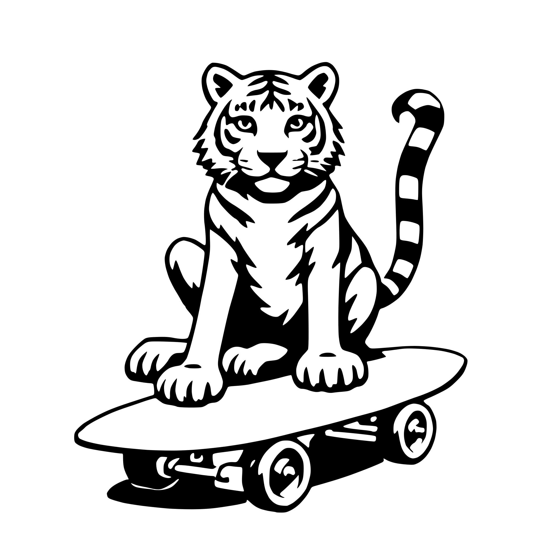 AI-generated SVG of 'tiger with skateboard'
