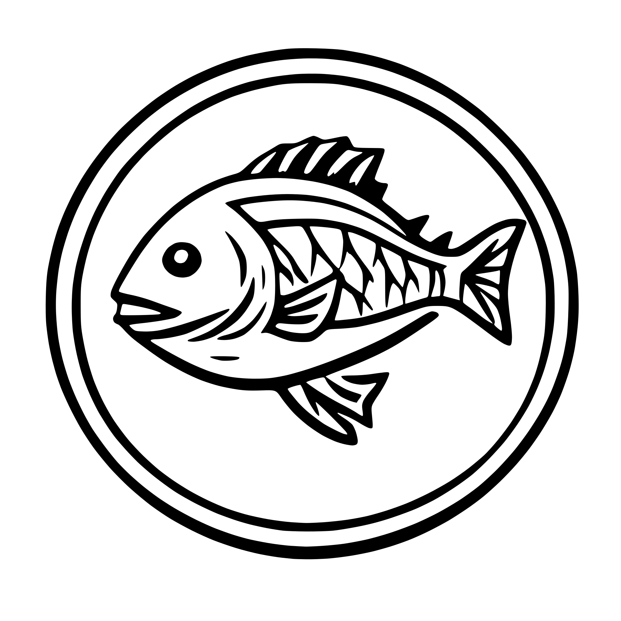 AI-generated SVG of a logo style depiction of a red snapper fish, with a happy appearance and a smile