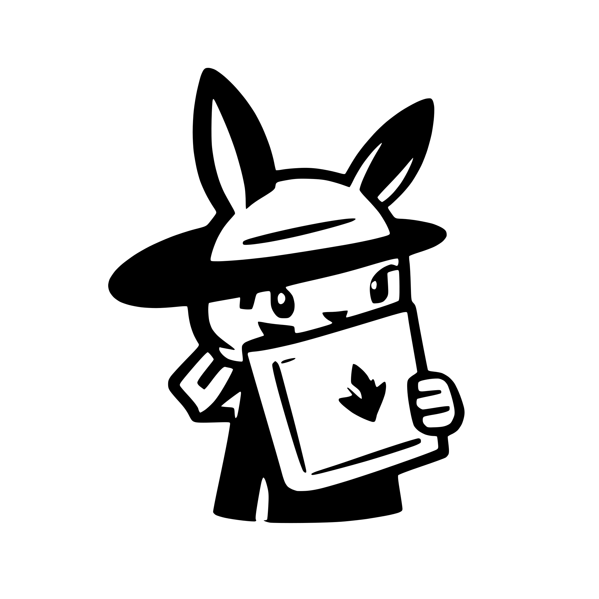 AI-generated SVG of a a bunny reading a long tabloid coming out of a hat