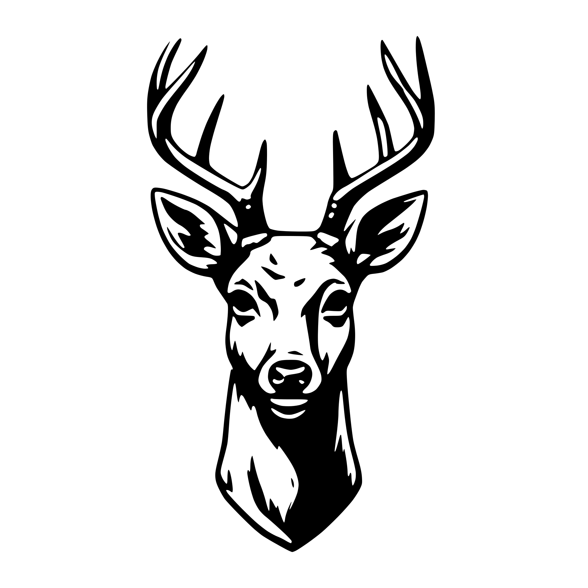 AI-generated SVG of 'whitetail deer head front'