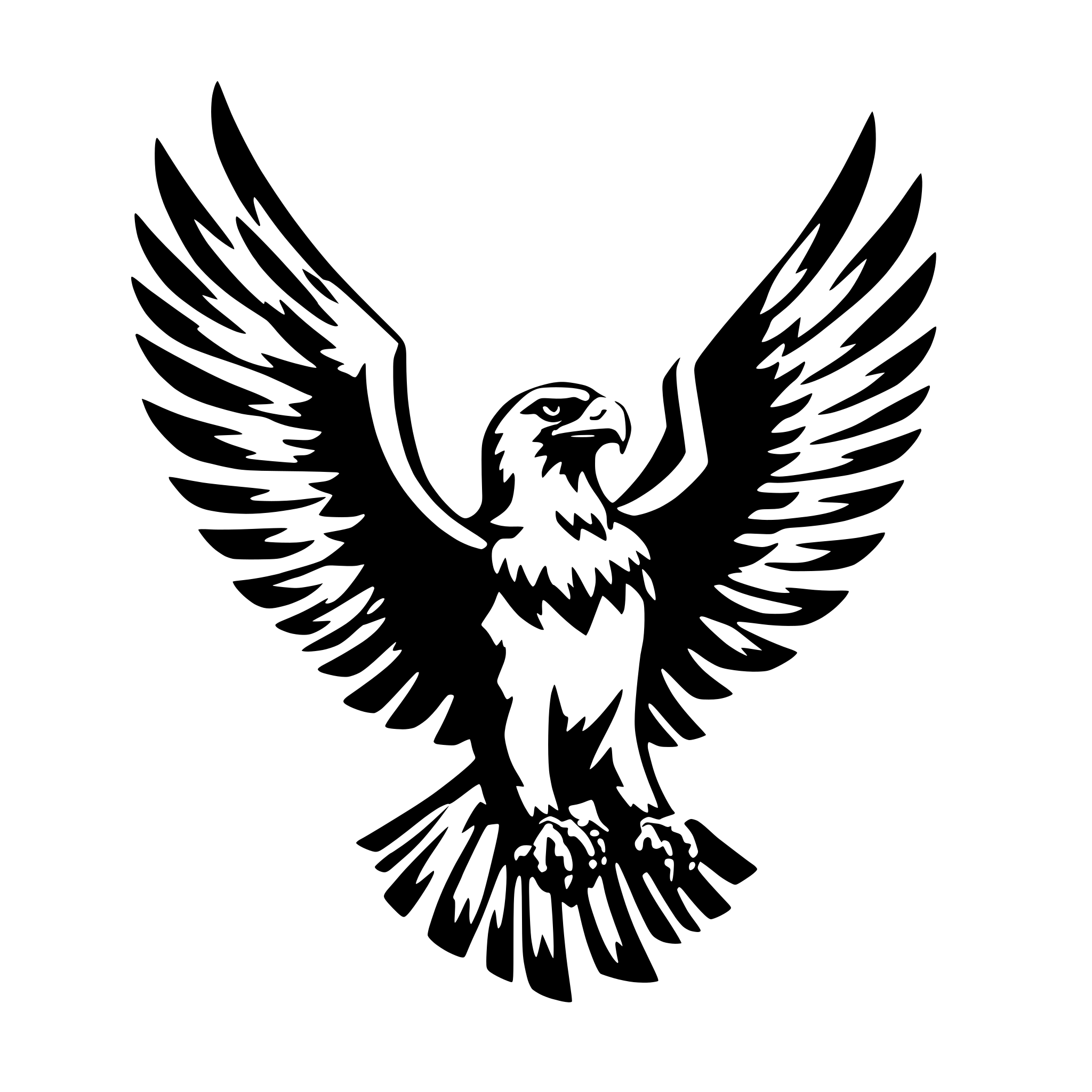 AI-generated SVG of a eagle from front looking right with wings spread