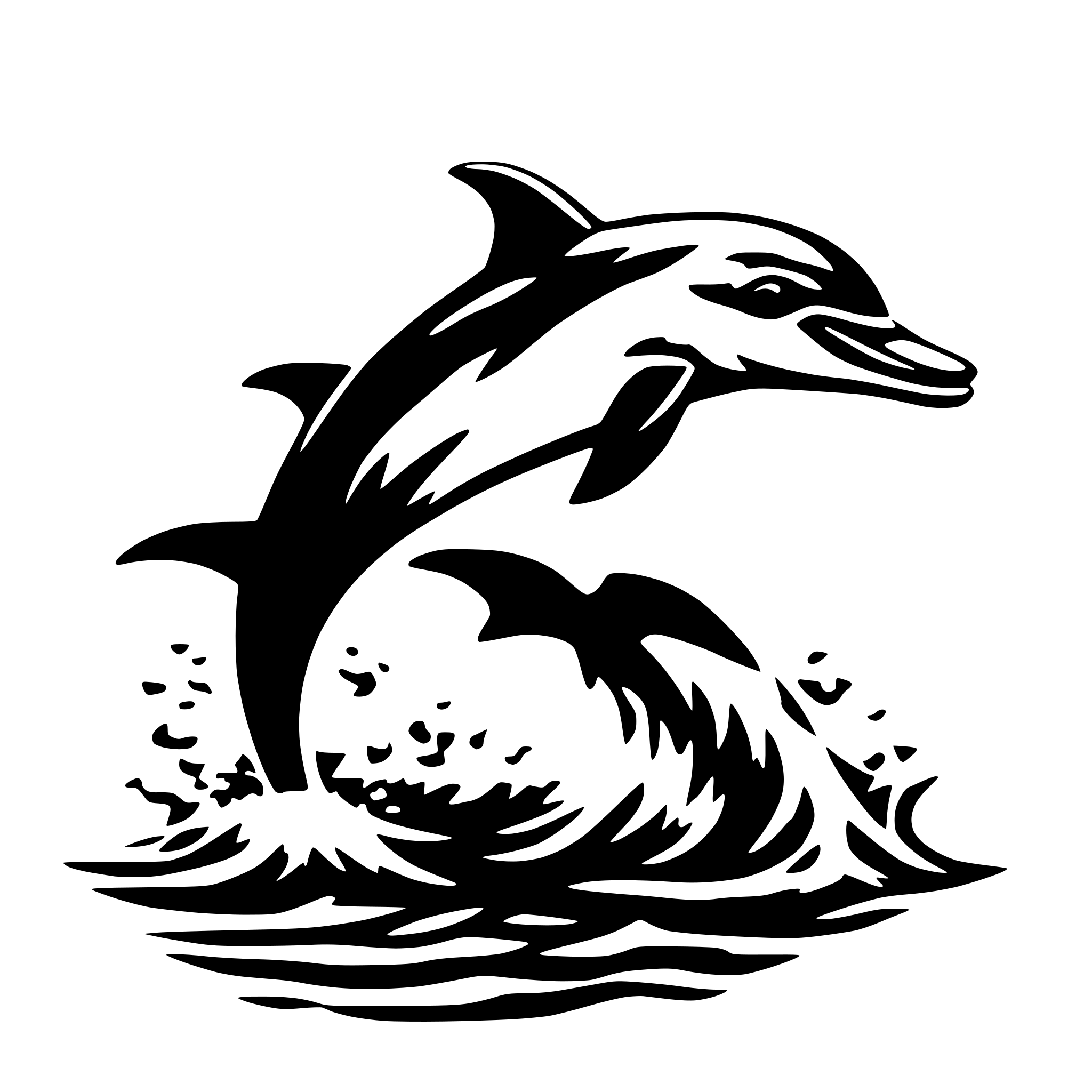 AI-generated SVG of a A dolphin leaping out of the ocean