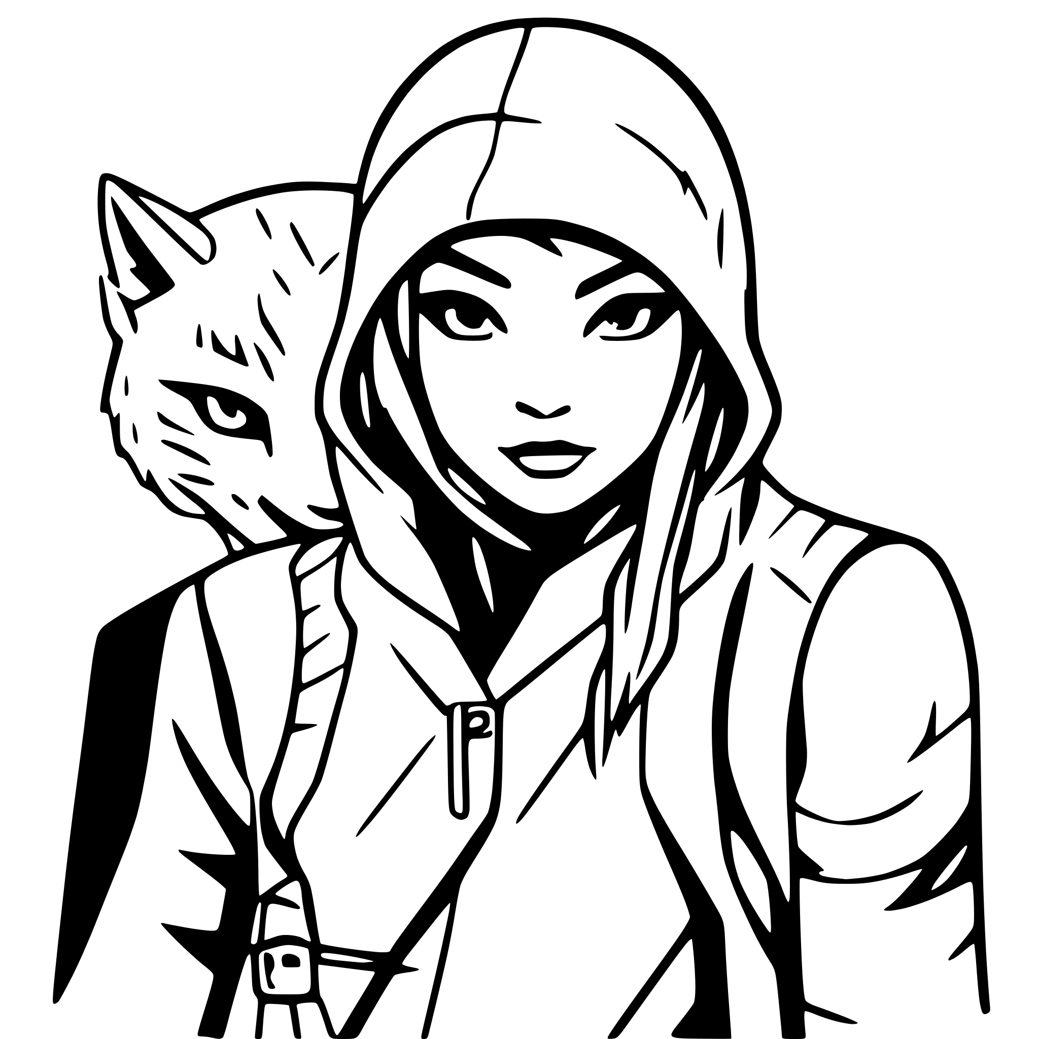 AI-generated SVG of a A blend of an ancient ninja assassin and a lynx