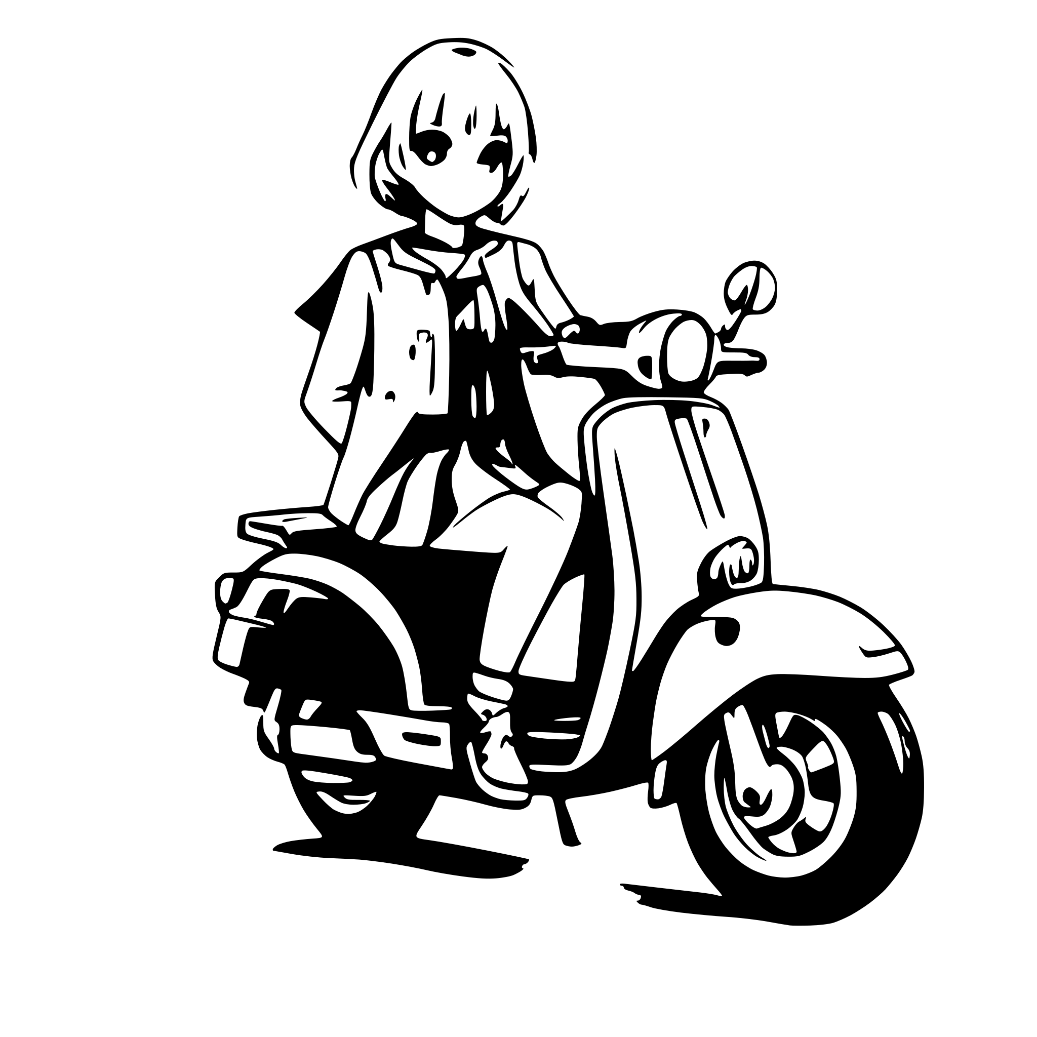 AI-generated SVG of a Short Hair Girl on a vespa with Number 40