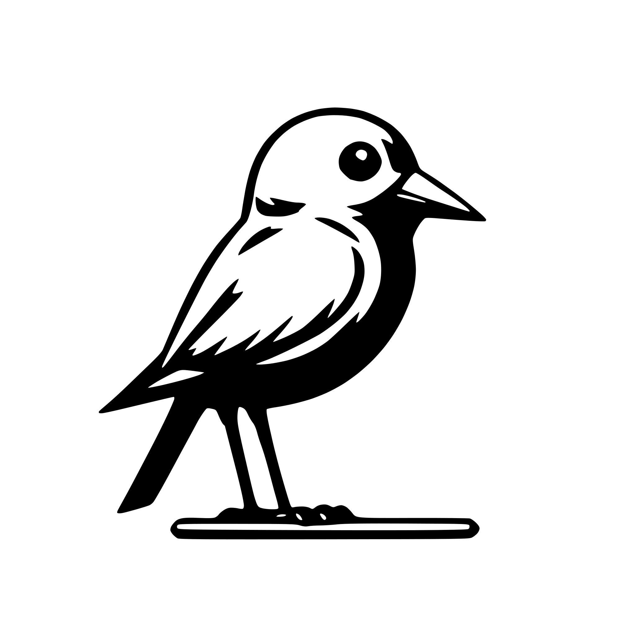AI-generated SVG of 'Simple small cute bird-outline bot typing on a floating terminal, modern UI, clean lines, white background.'