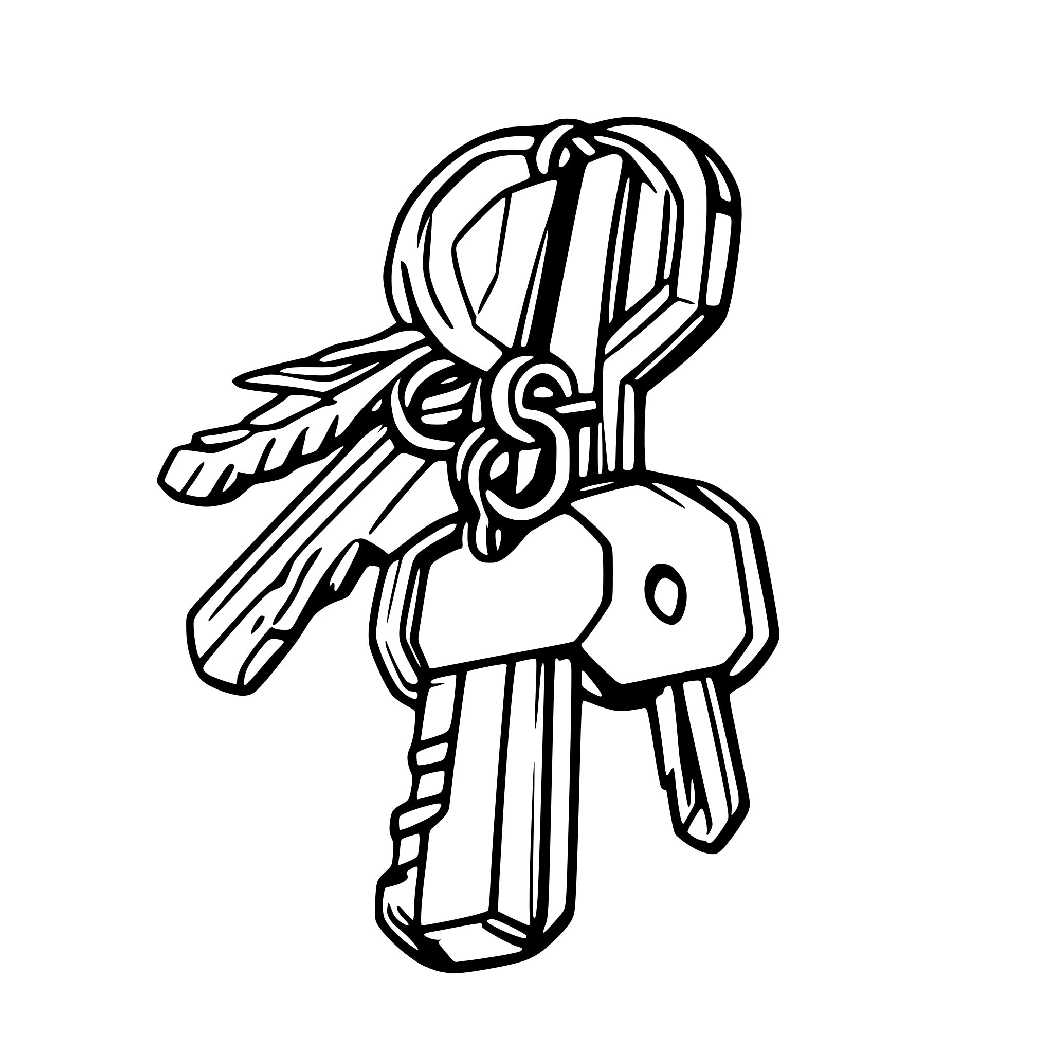 AI-generated SVG of a funky drawing of a bundle of keys