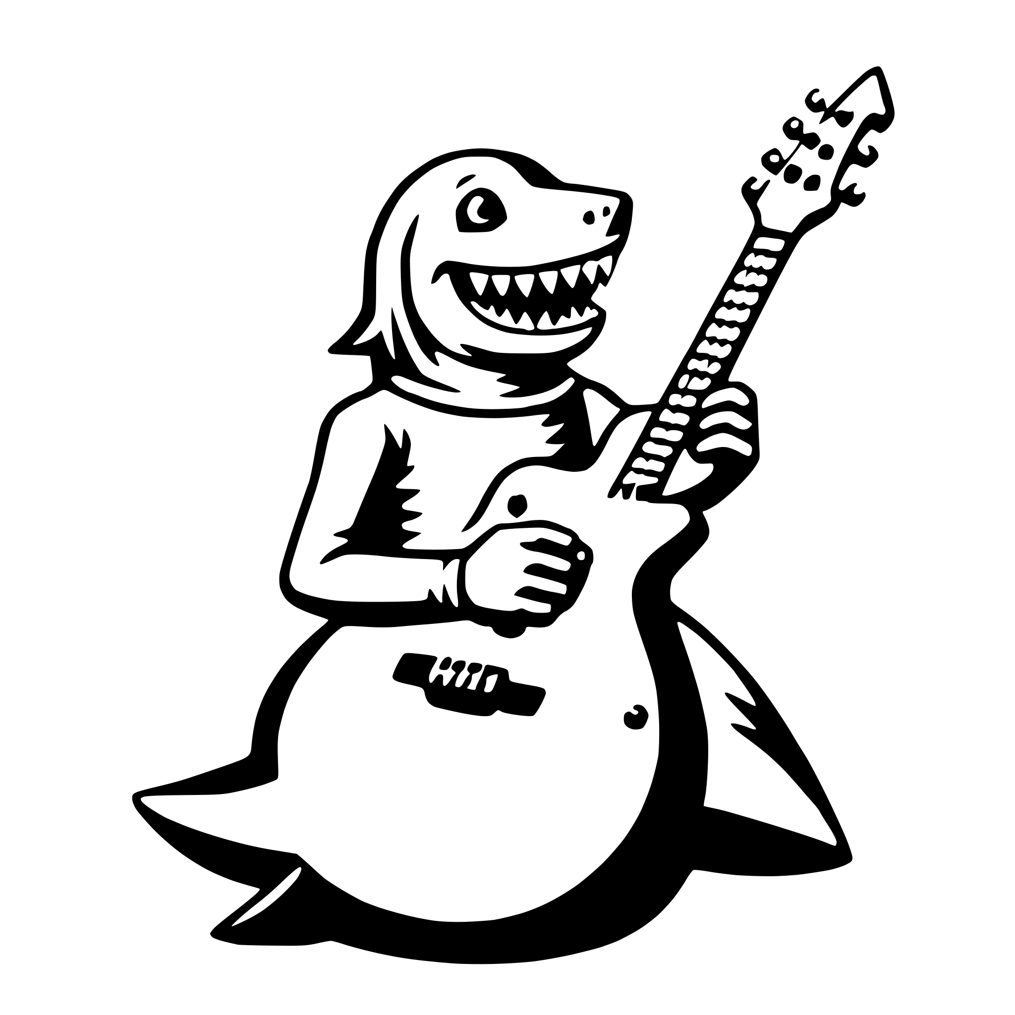 AI-generated SVG of 'shark with guitar'