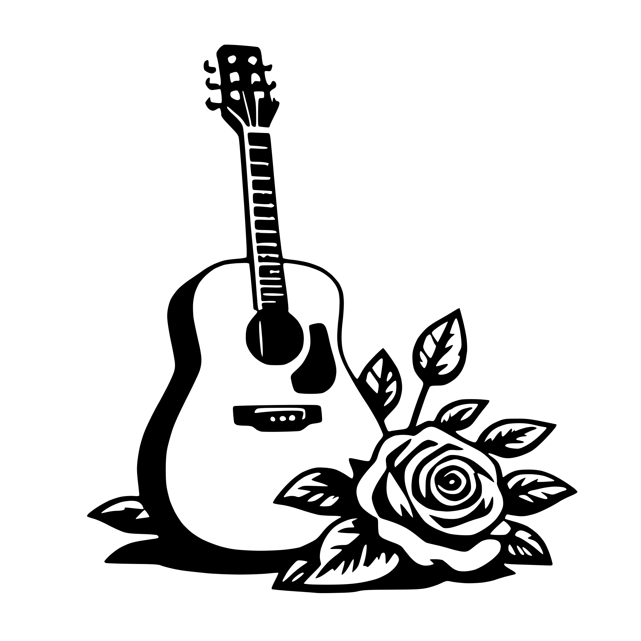 AI-generated SVG of 'guitar and roses'