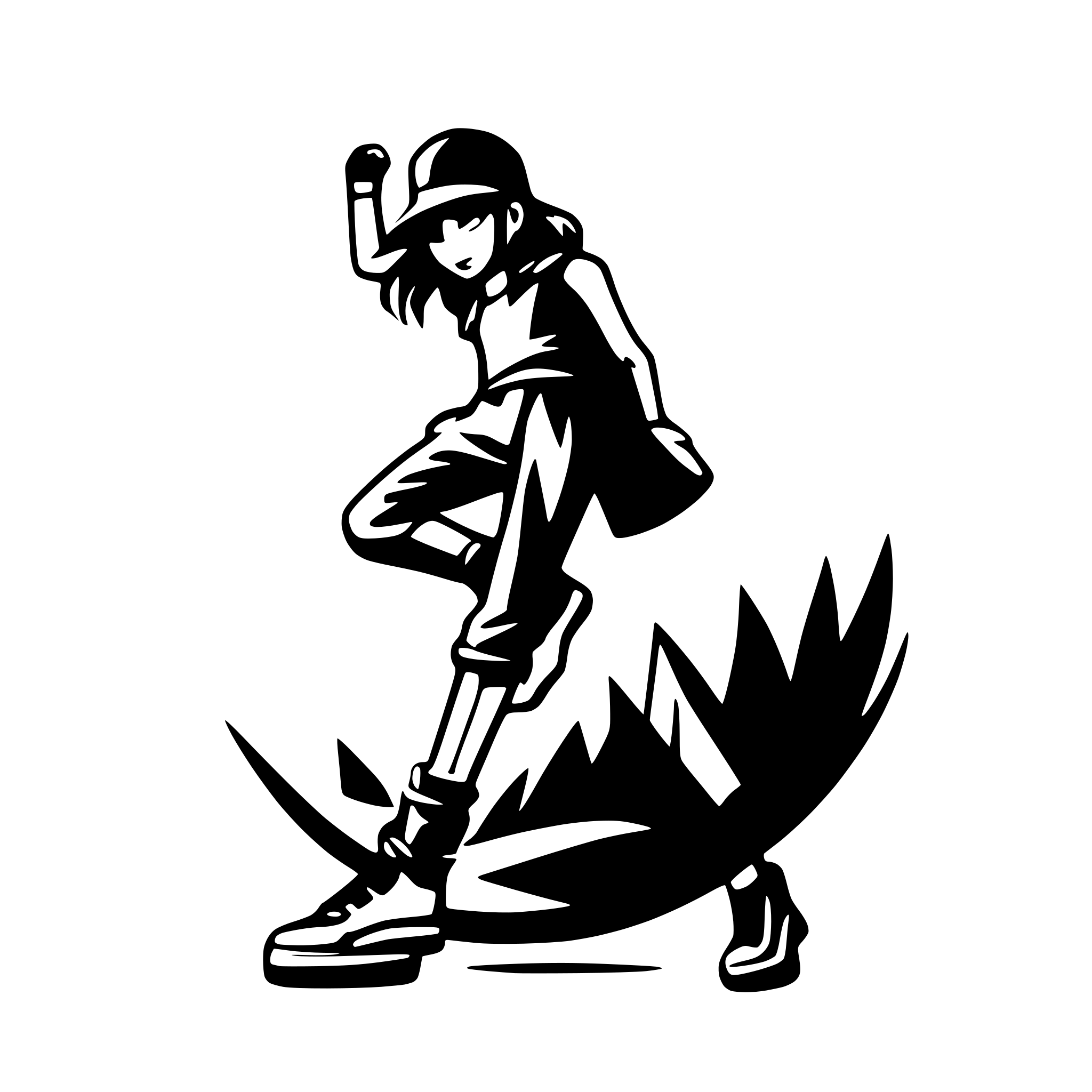 AI-generated SVG of a Hip hop crew dancer logo black simplified