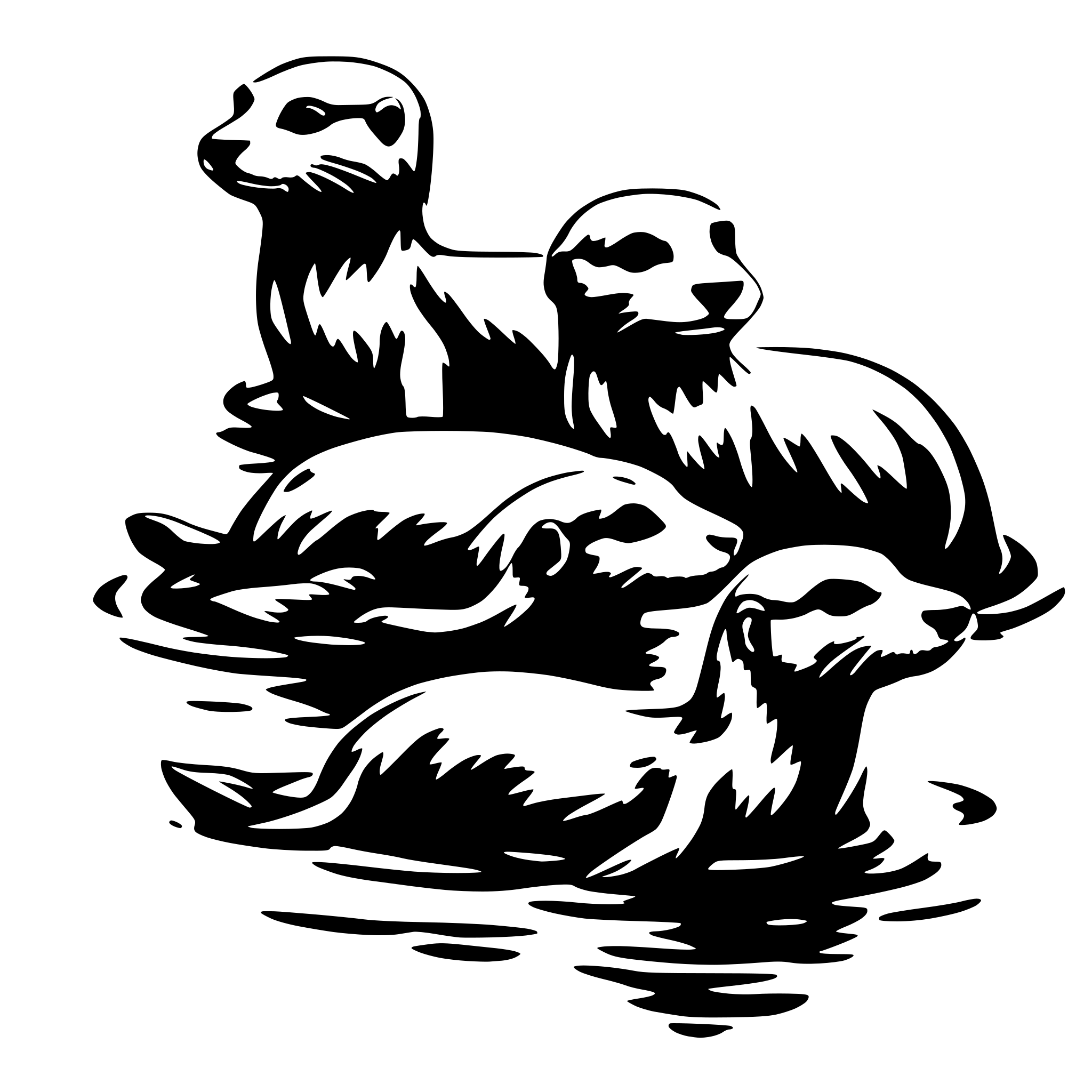 AI-generated SVG of '5 otters swimming'