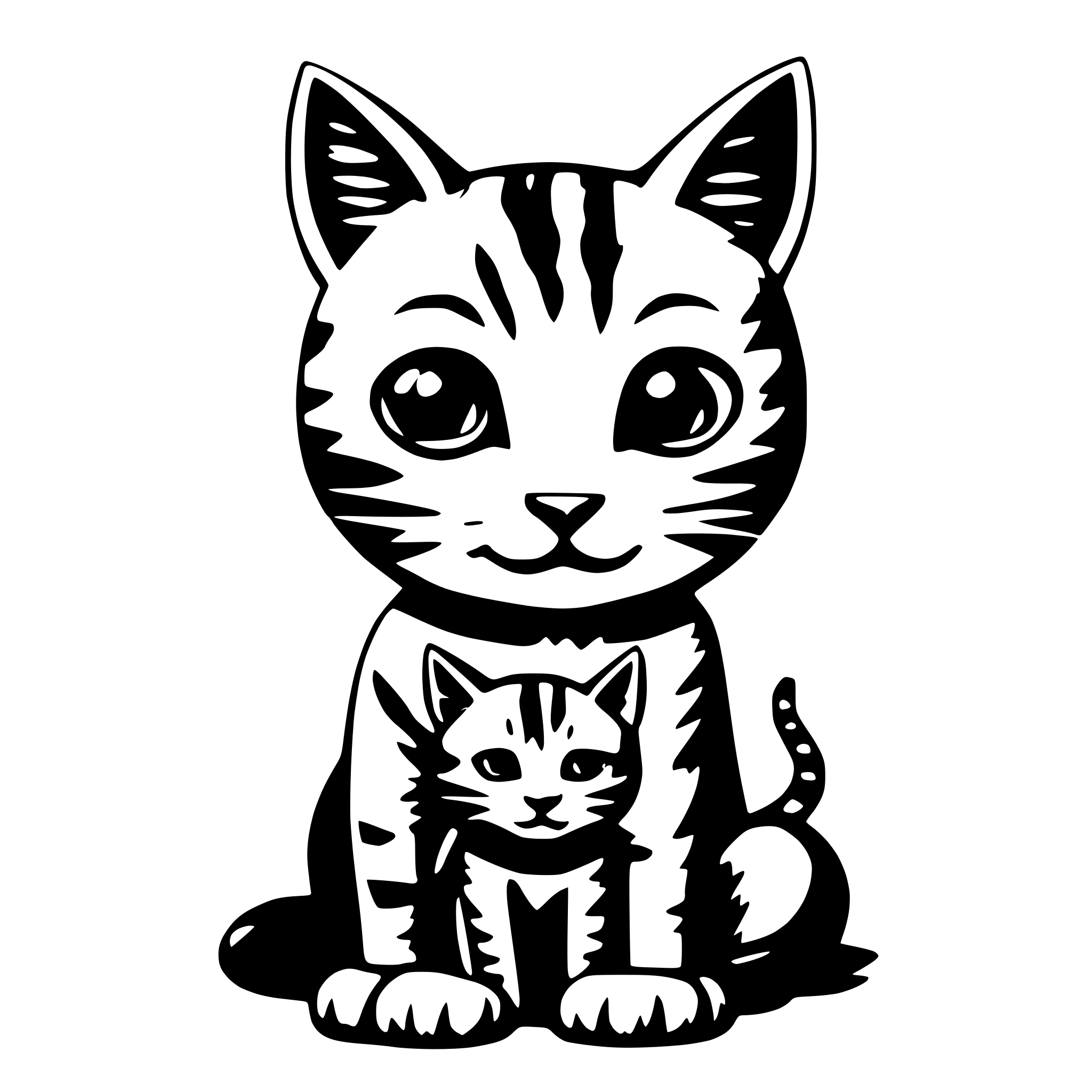 AI-generated SVG of a a funny cat with a baby head