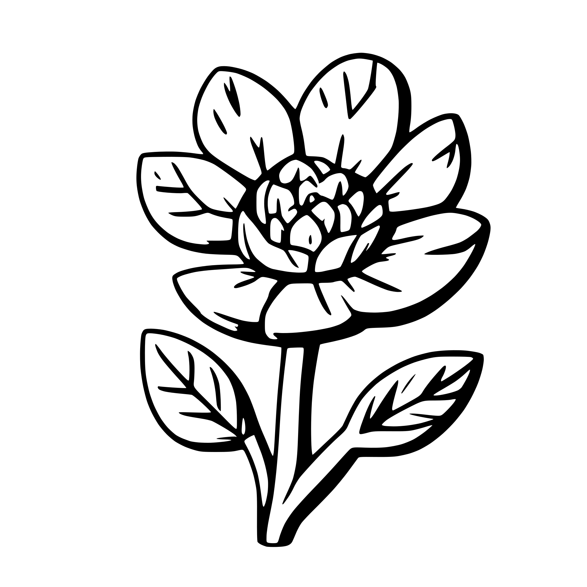 AI-generated SVG of a simple fantasy flower meadow, doodle style, without background