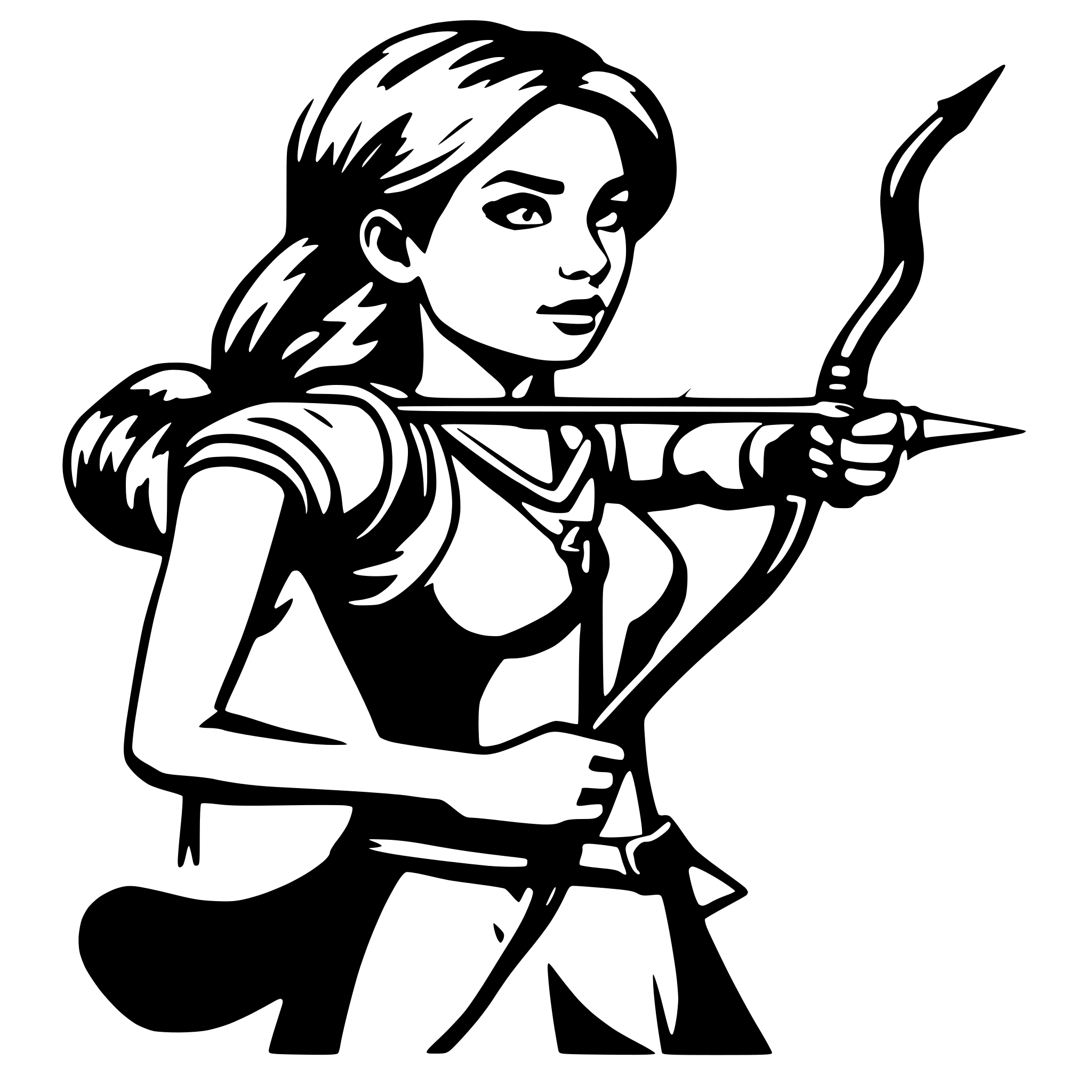 AI-generated SVG of a female archer