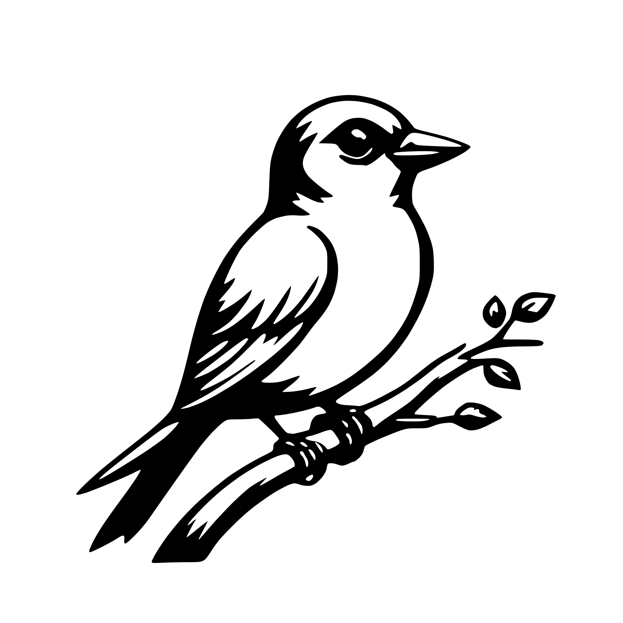AI-generated SVG of a a bird on a branch, in an outline icon style AI-generated SVG of a a bird on a branch, in an outline icon style