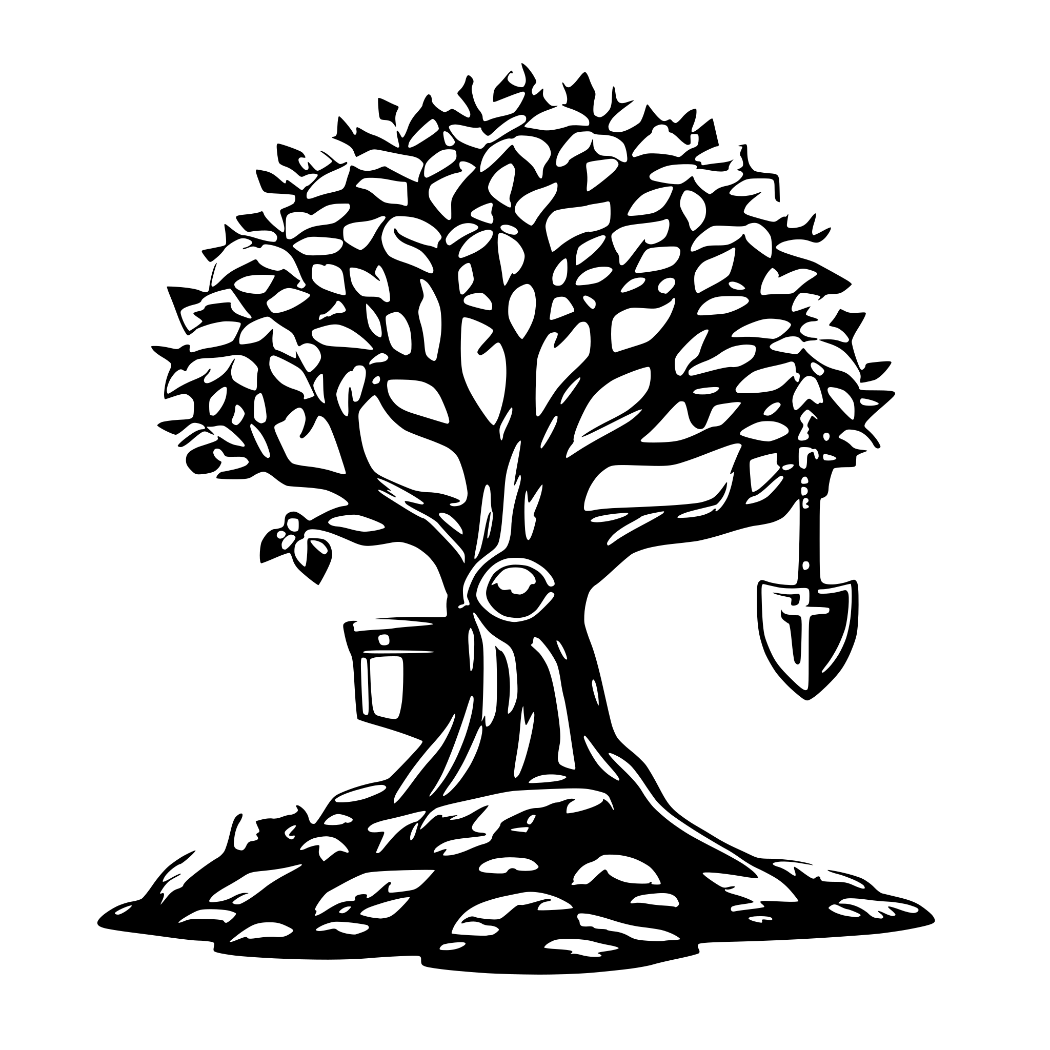AI-generated SVG of a yggdrasil with mjollnir
