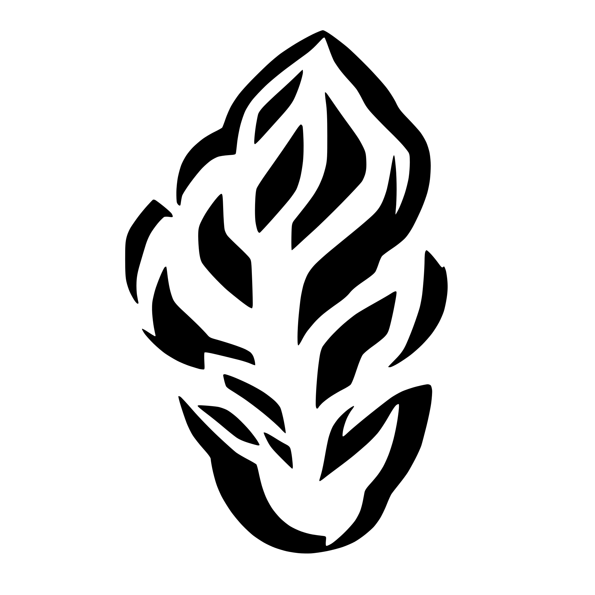 AI-generated SVG of a an icon stamp image representing fire, calligraphy style