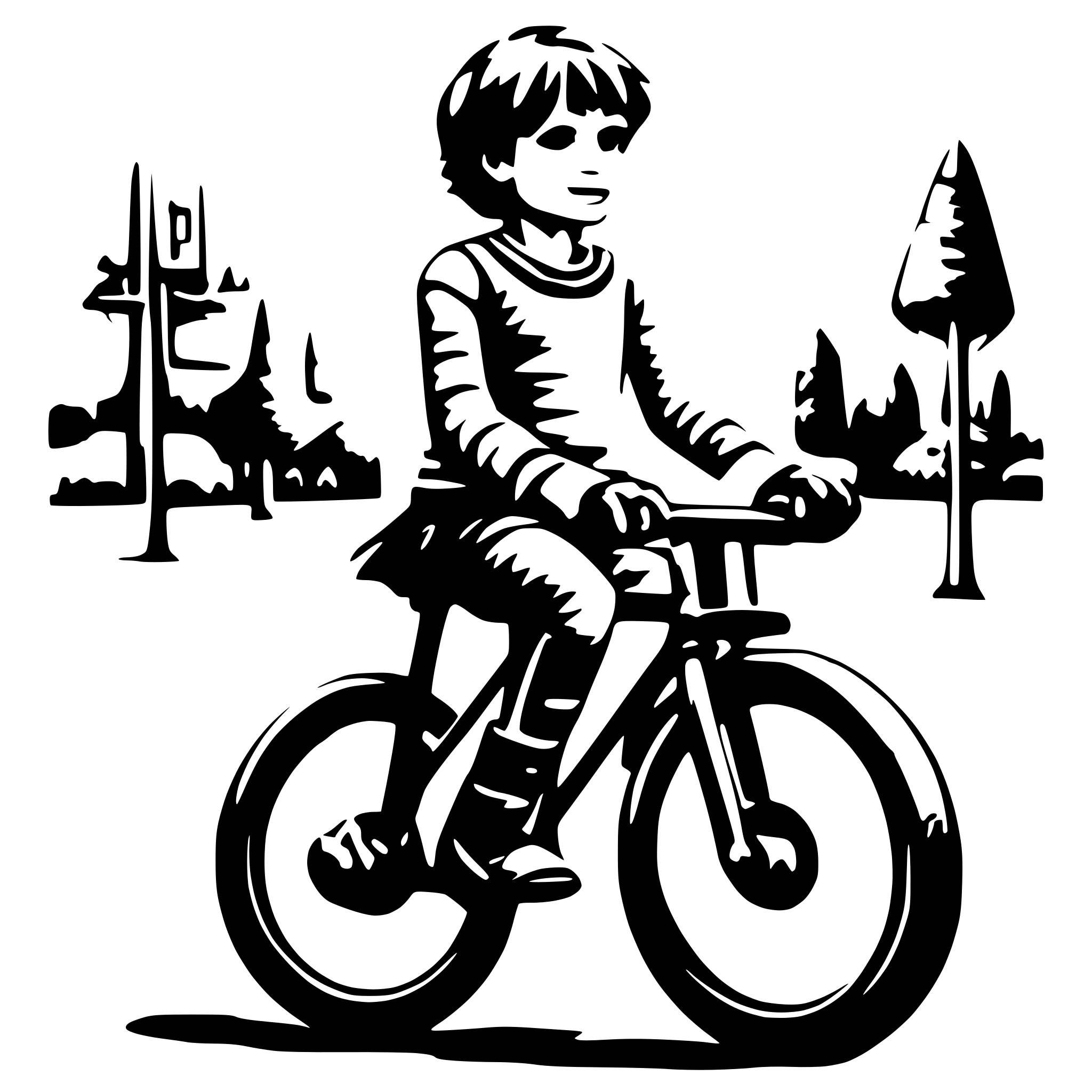 AI-generated SVG of a illustration of a boy riding bicycle