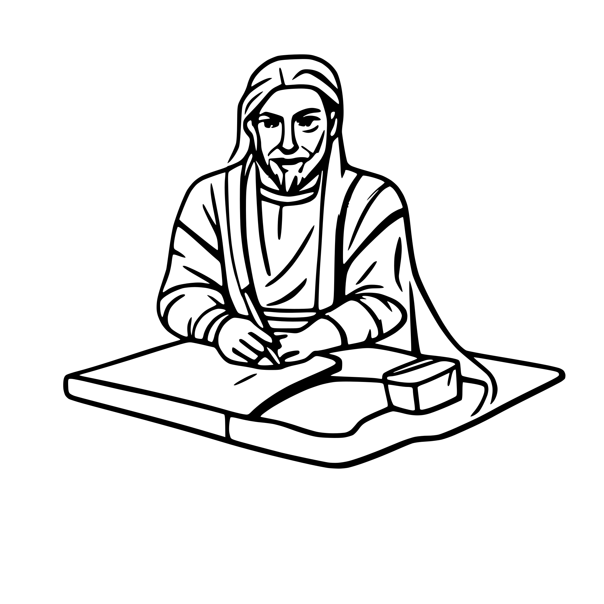 AI-generated SVG of a ancient man writing in a papyrus paper