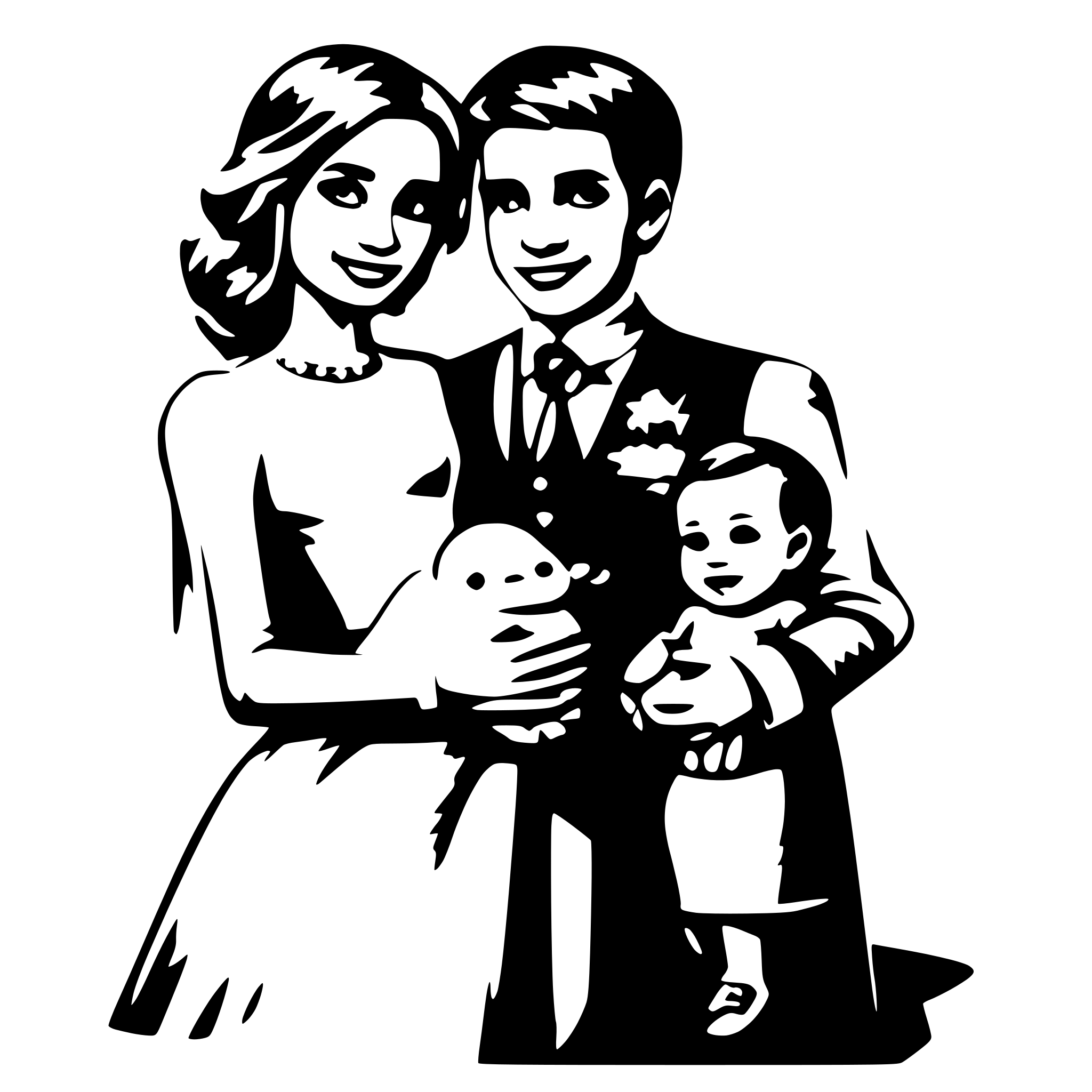 AI-generated SVG of a wedding couple with baby