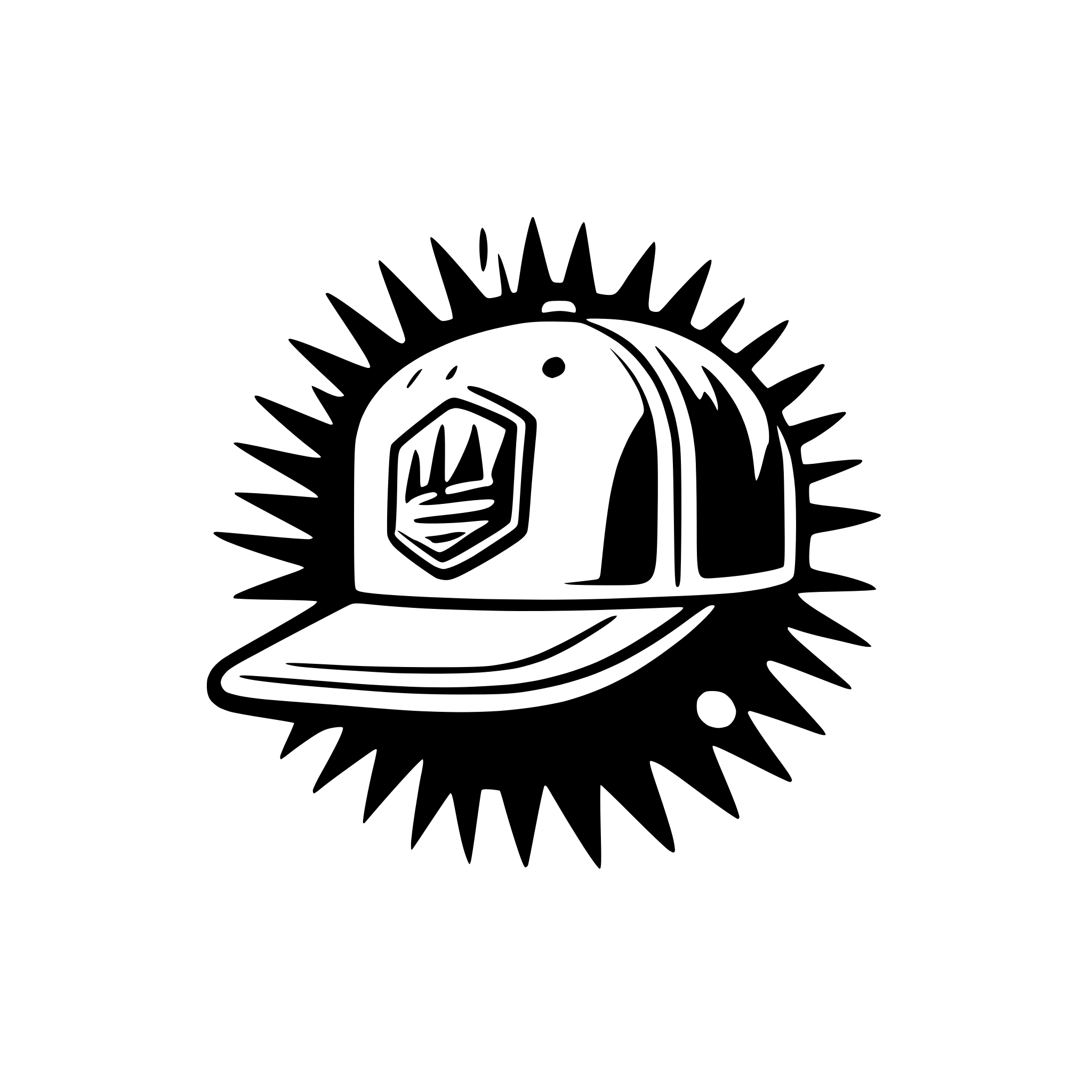 AI-generated SVG of a Hip hop crew maries cap logo black simplified