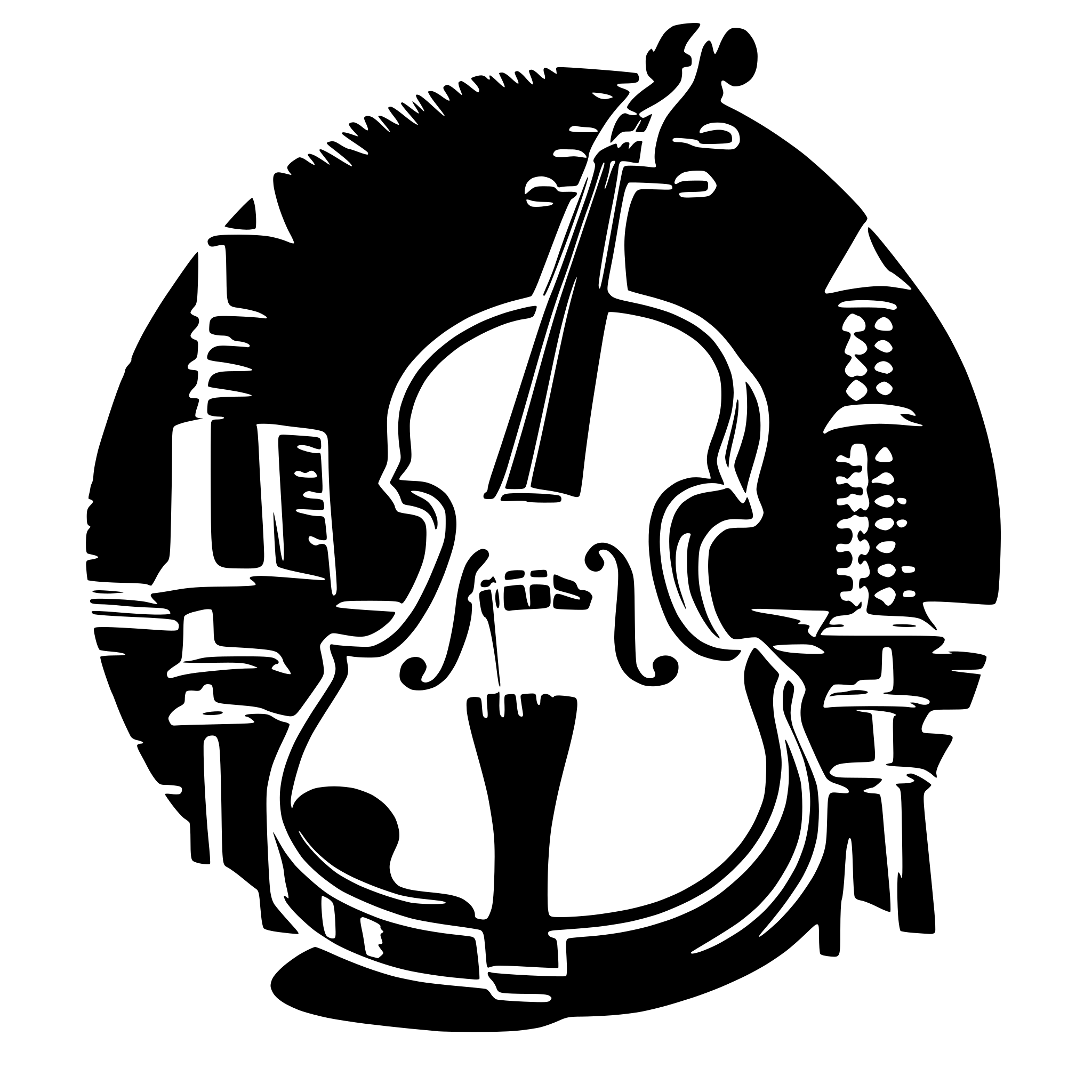 AI-generated SVG of a violin f-shaped hole agressive punk style with lots of spikes
