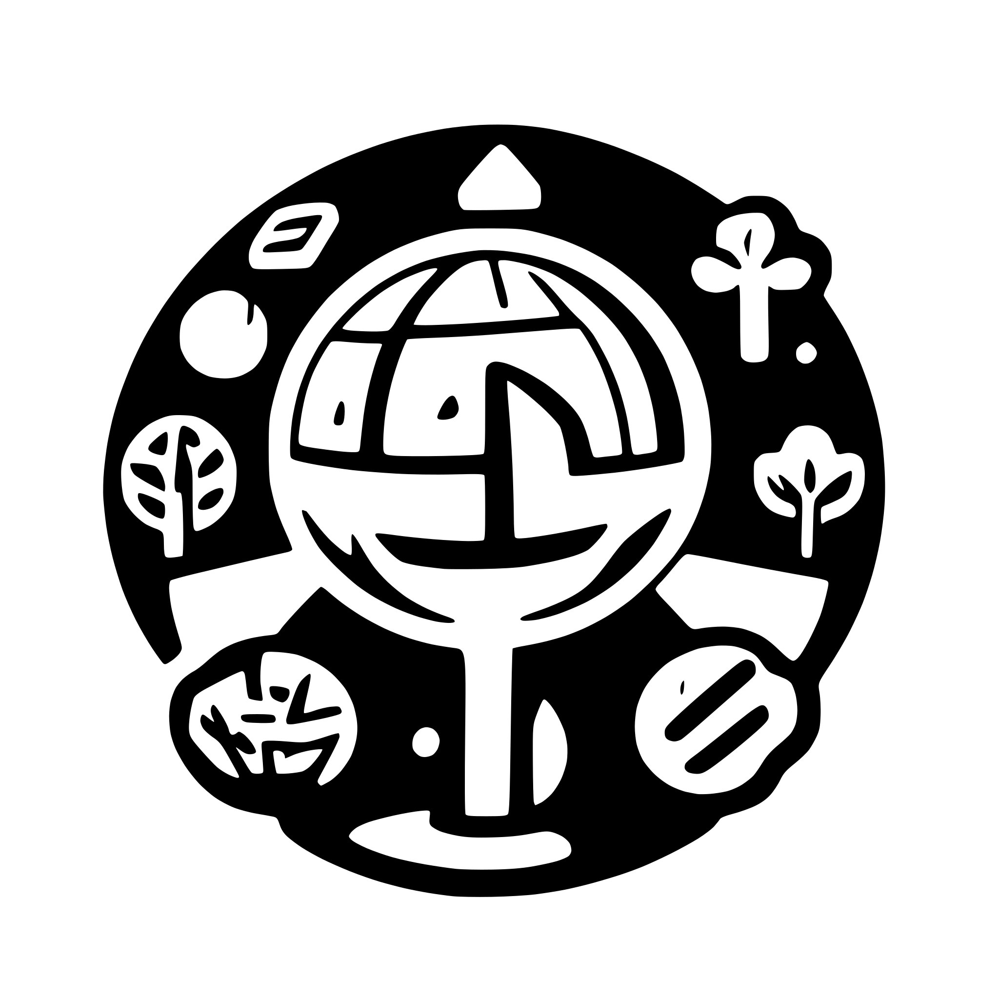 AI-generated SVG of a a global network with a line in the middle. Bakery, sauna, swimming pool, golf course icons are placed above the line.