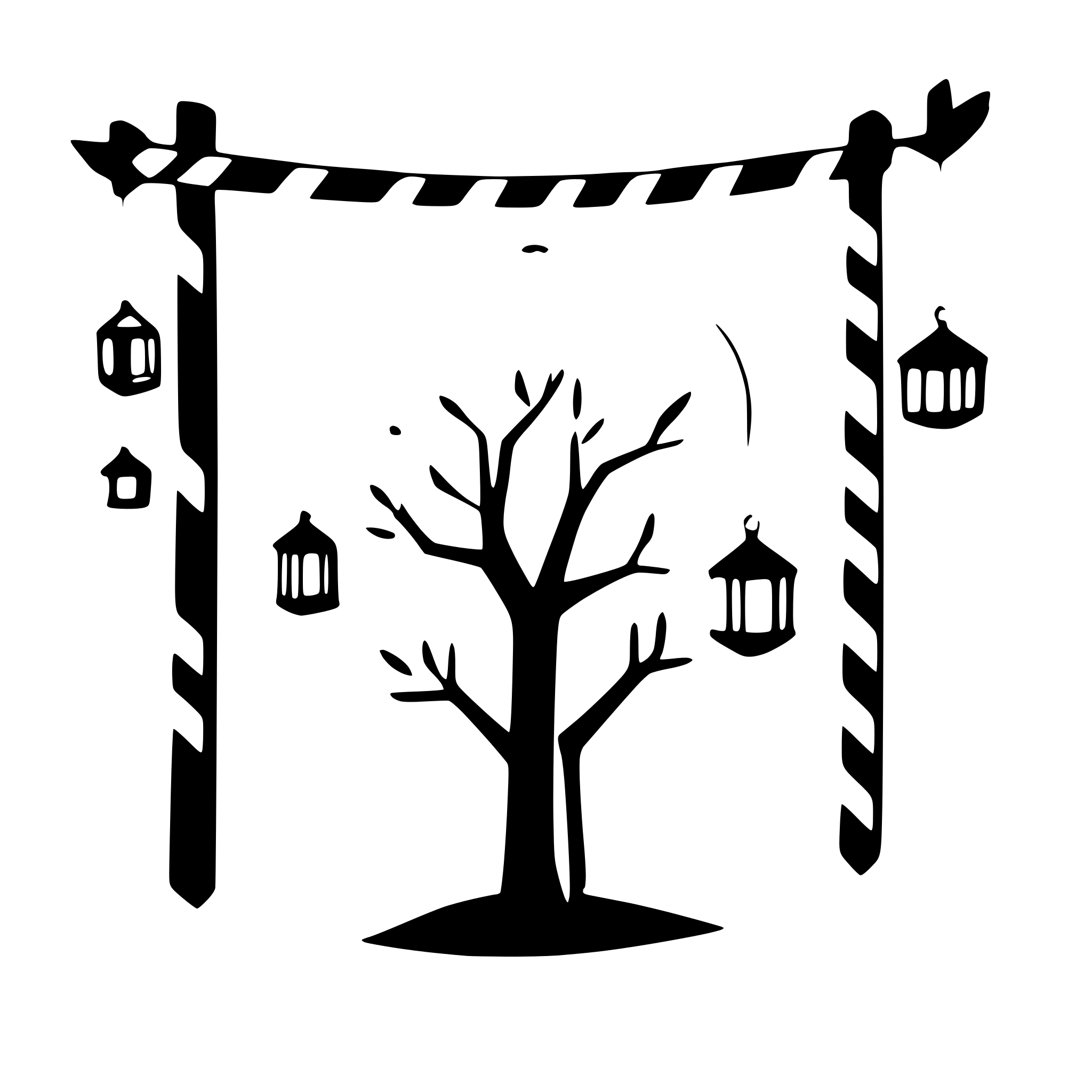 AI-generated SVG of 'tree with hanging lanterns'