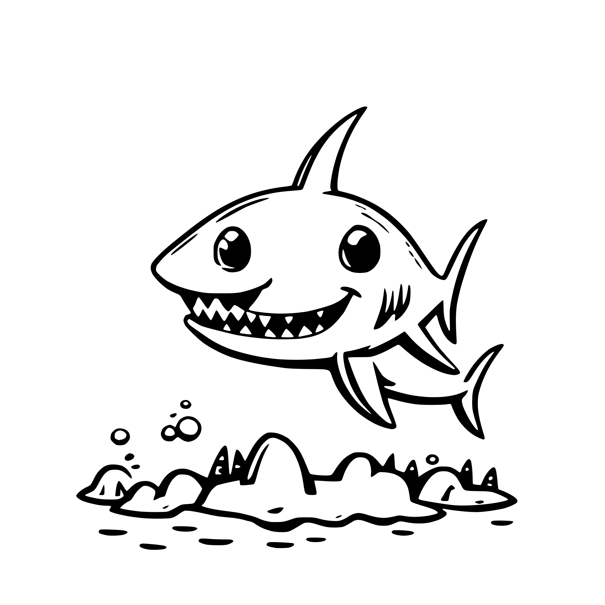 AI-generated SVG of 'baby shark coloring page'