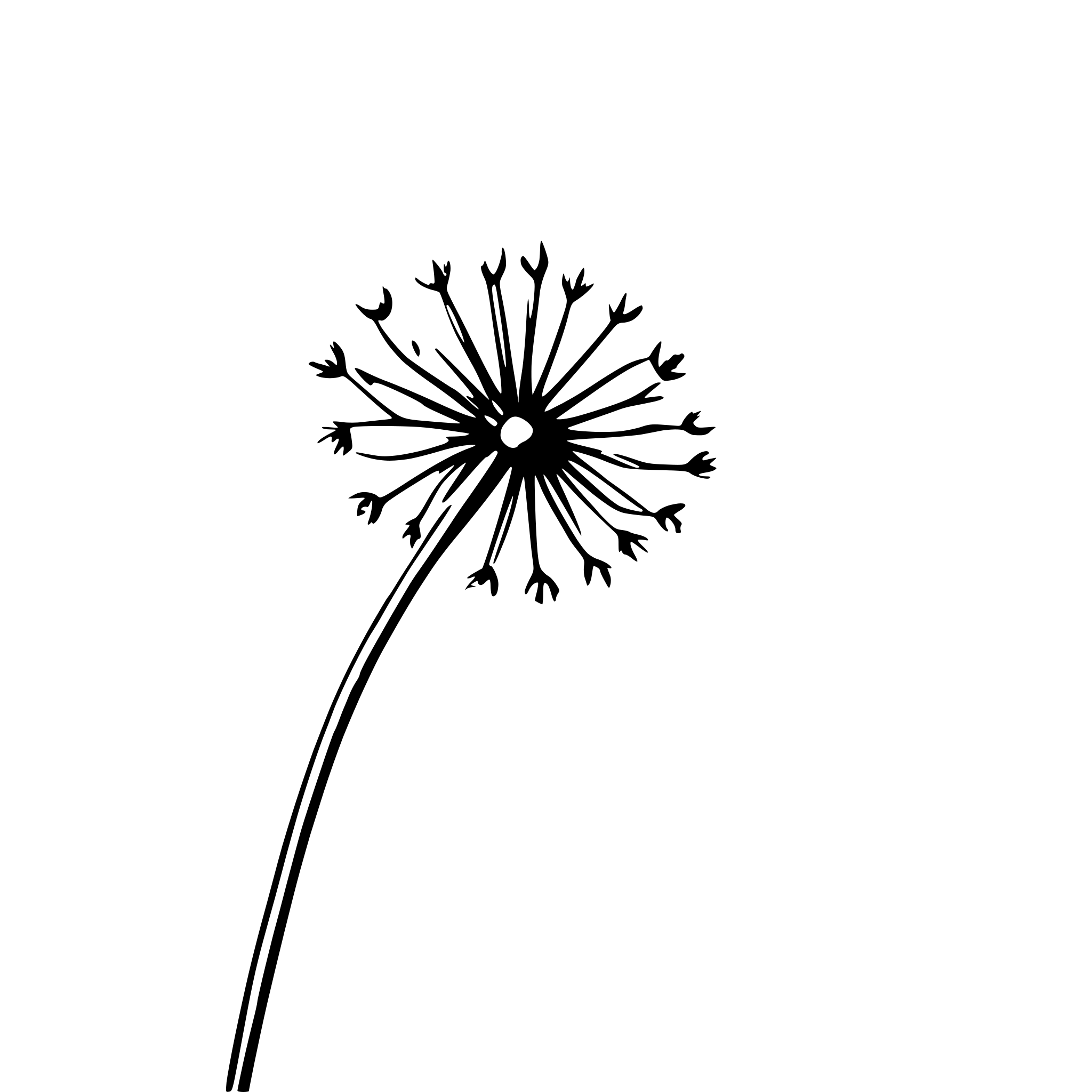 AI-generated SVG of 'dandelion seeds blowing away'