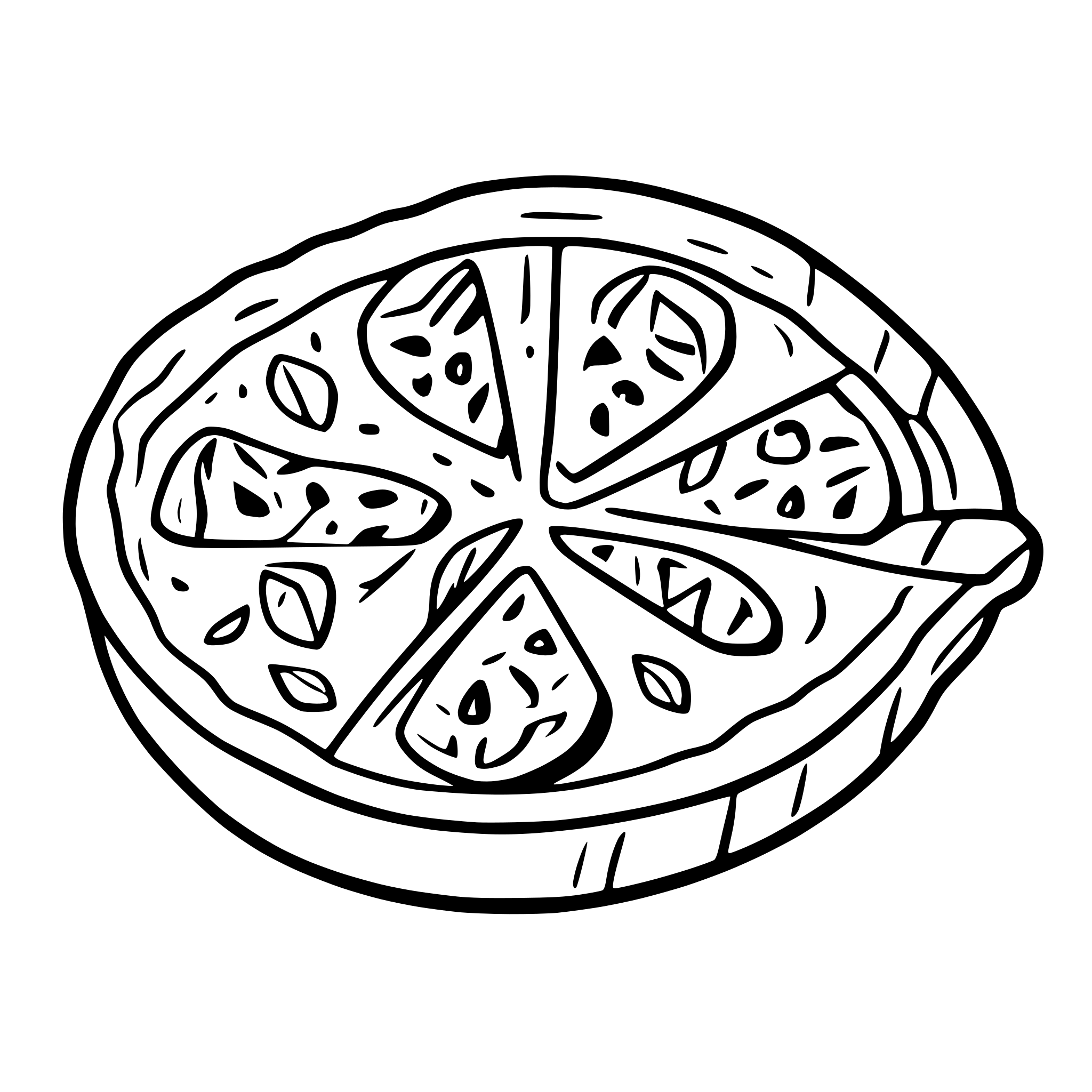 AI-generated SVG of a pizza top view line art style
