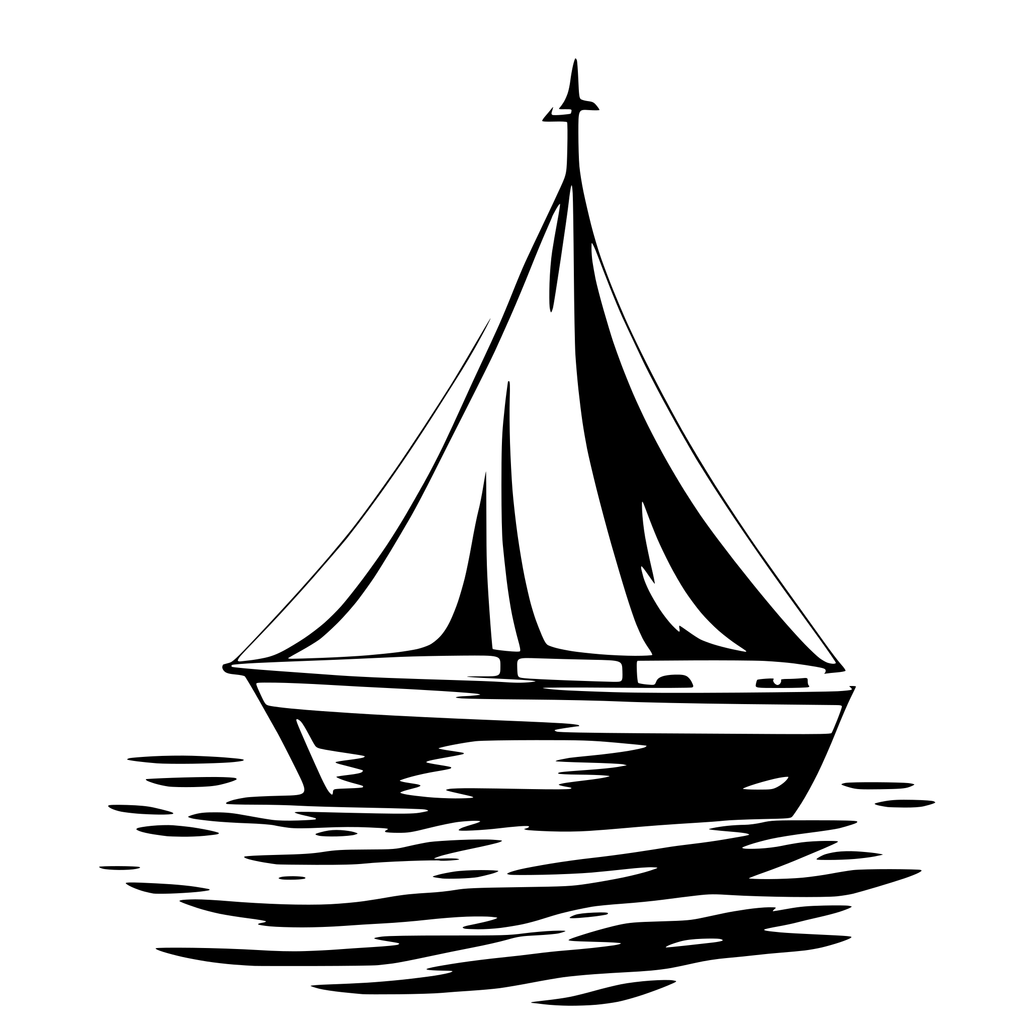 AI-generated SVG of 'A basic SVG of a small sailing boat with a single triangular sail. The boat floats on calm waves, represented by simple curves.'