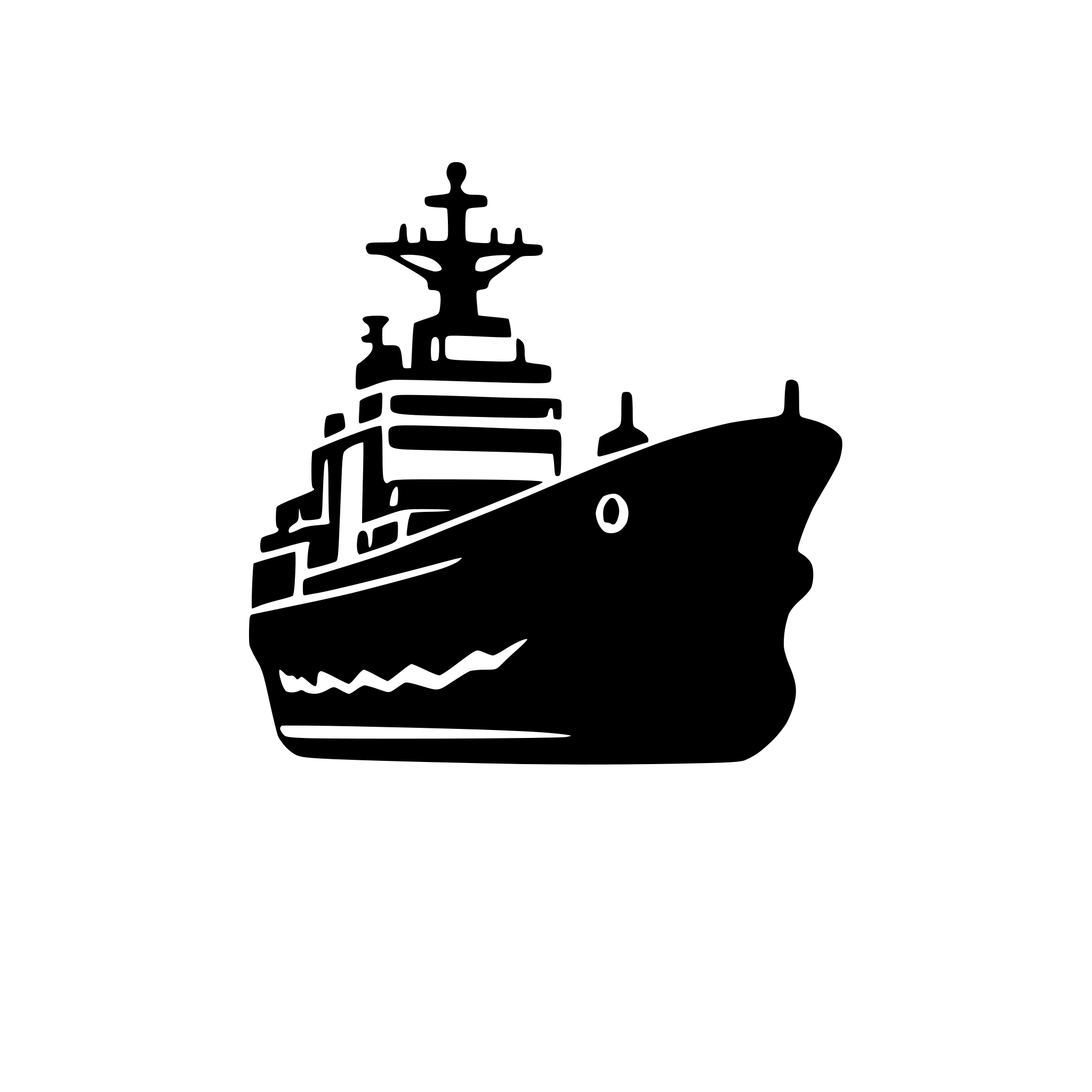 AI-generated SVG of a basic solid icon, side view of a naval ship