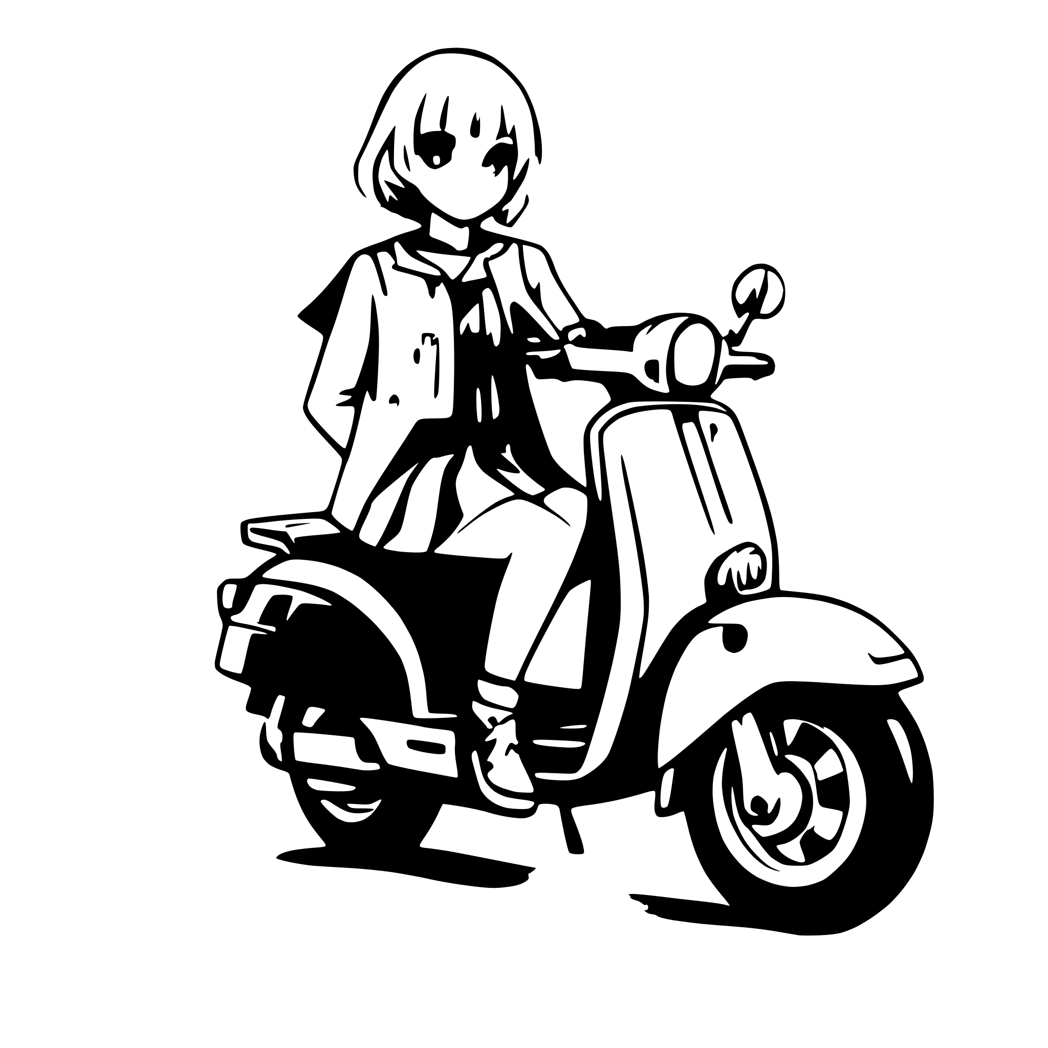 AI-generated SVG of a Short Hair Girl on a vespa with Number 40