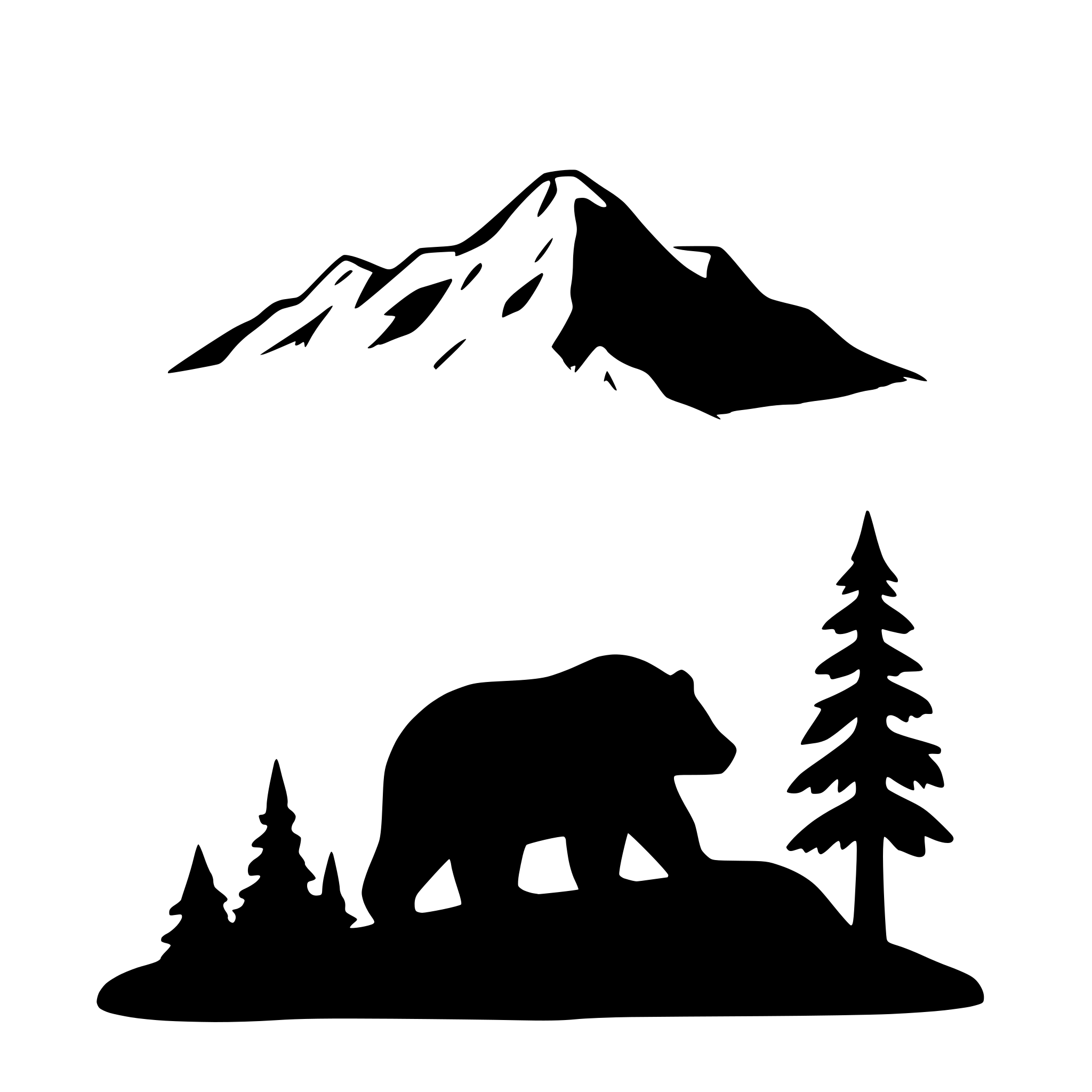 AI-generated SVG of 'mountain scene with bear silhouette'