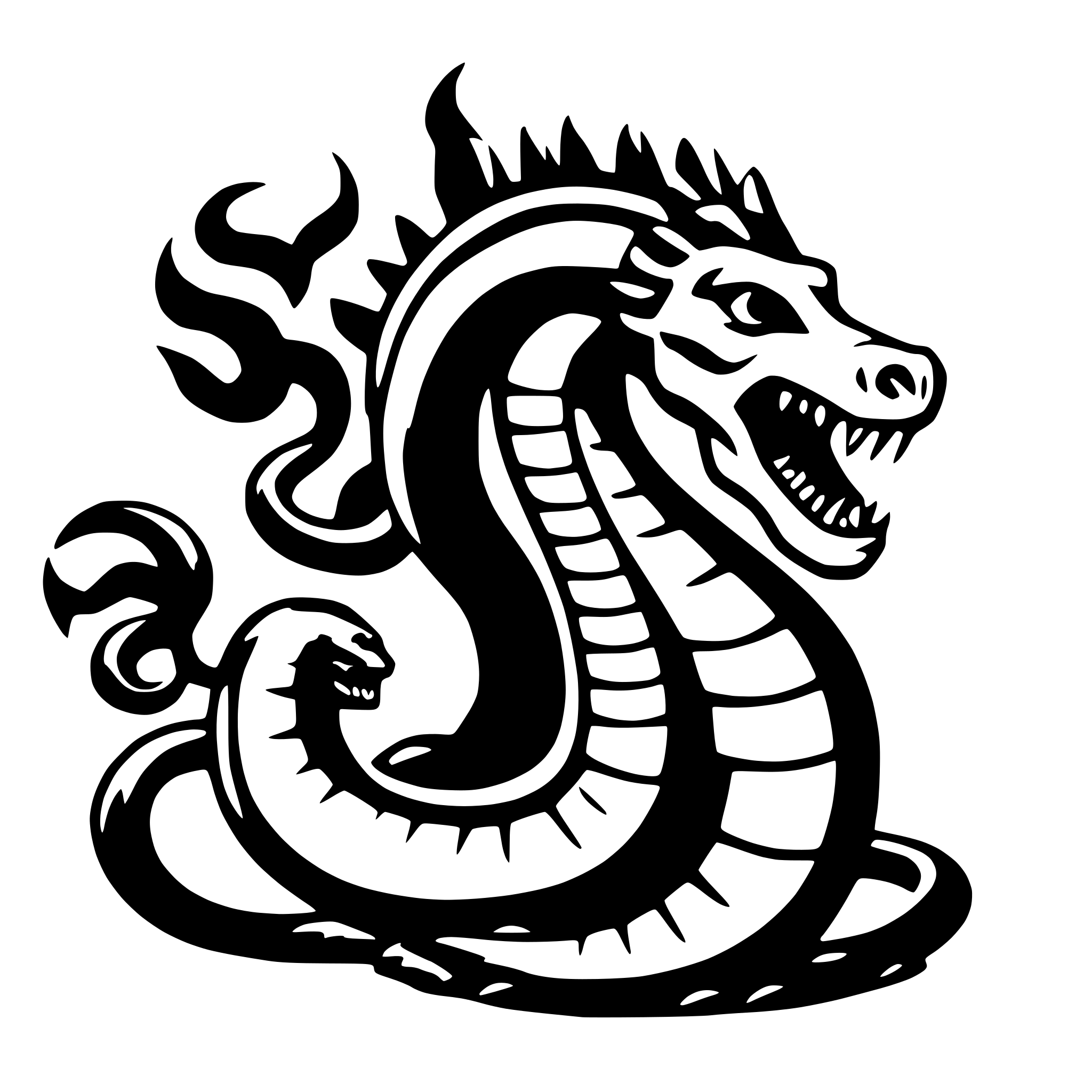AI-generated SVG of 'Side view of a Hydra'