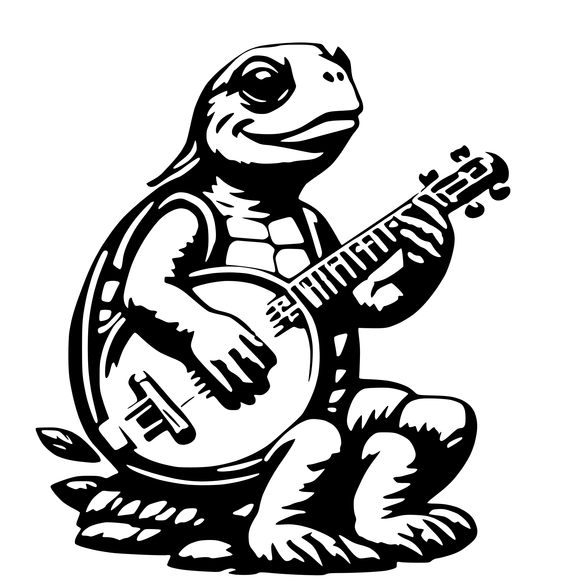 AI-generated SVG of a turtle playing banjo