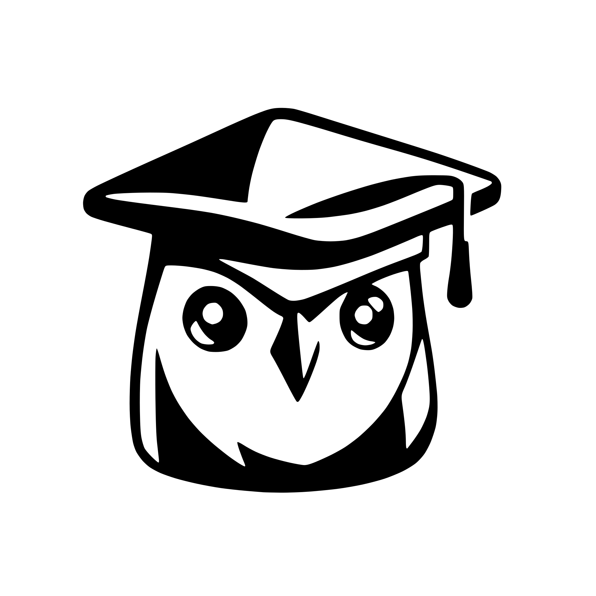 AI-generated SVG of a owl head in square academic cap
