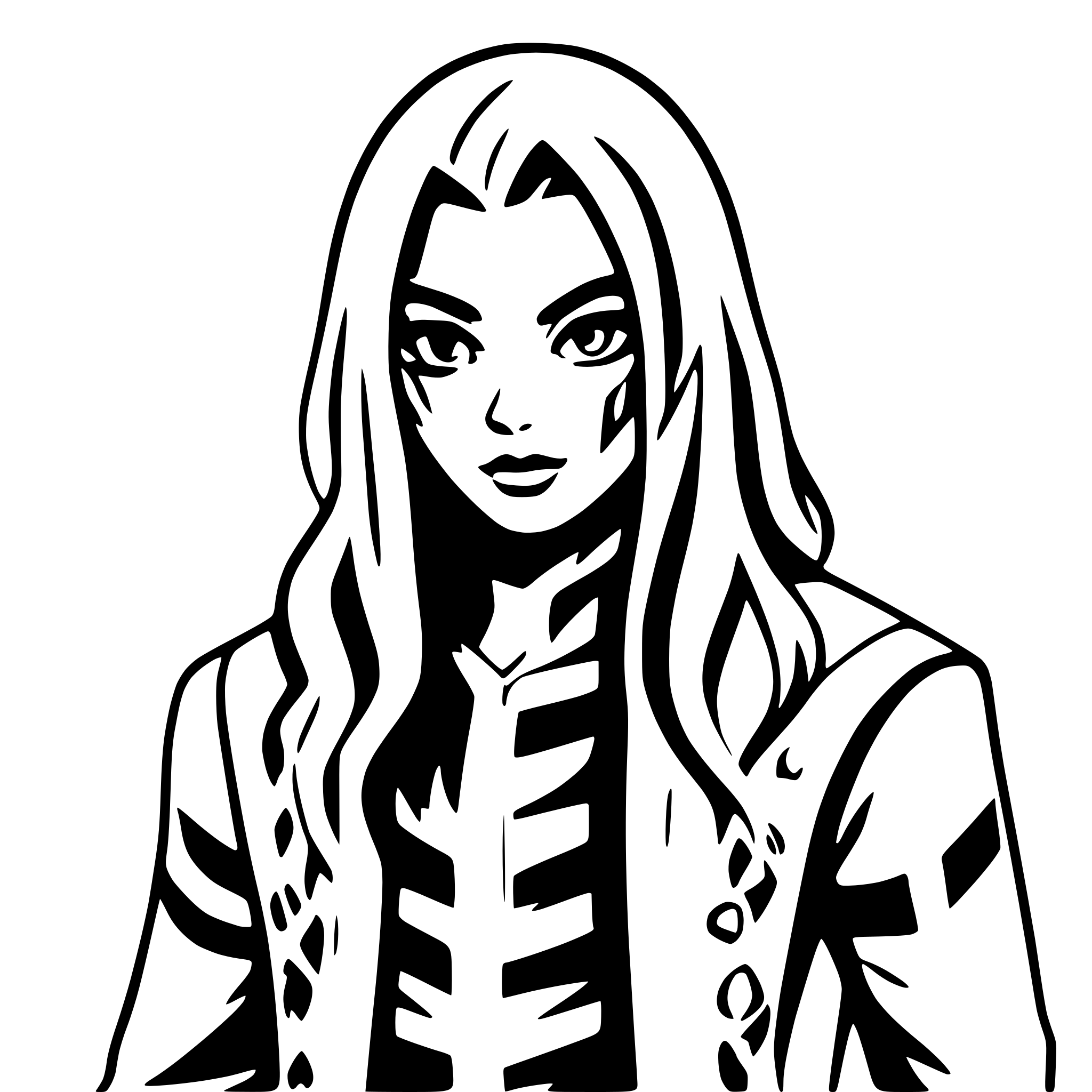 AI-generated SVG of a A pro wrestler with long hair and face paint, front view